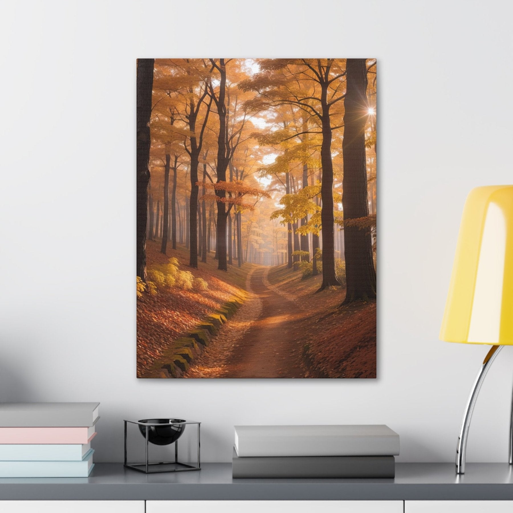 Canvas print of Forest scene in the season of Fall Autumn hung on a wall | Janlyn's Crafts