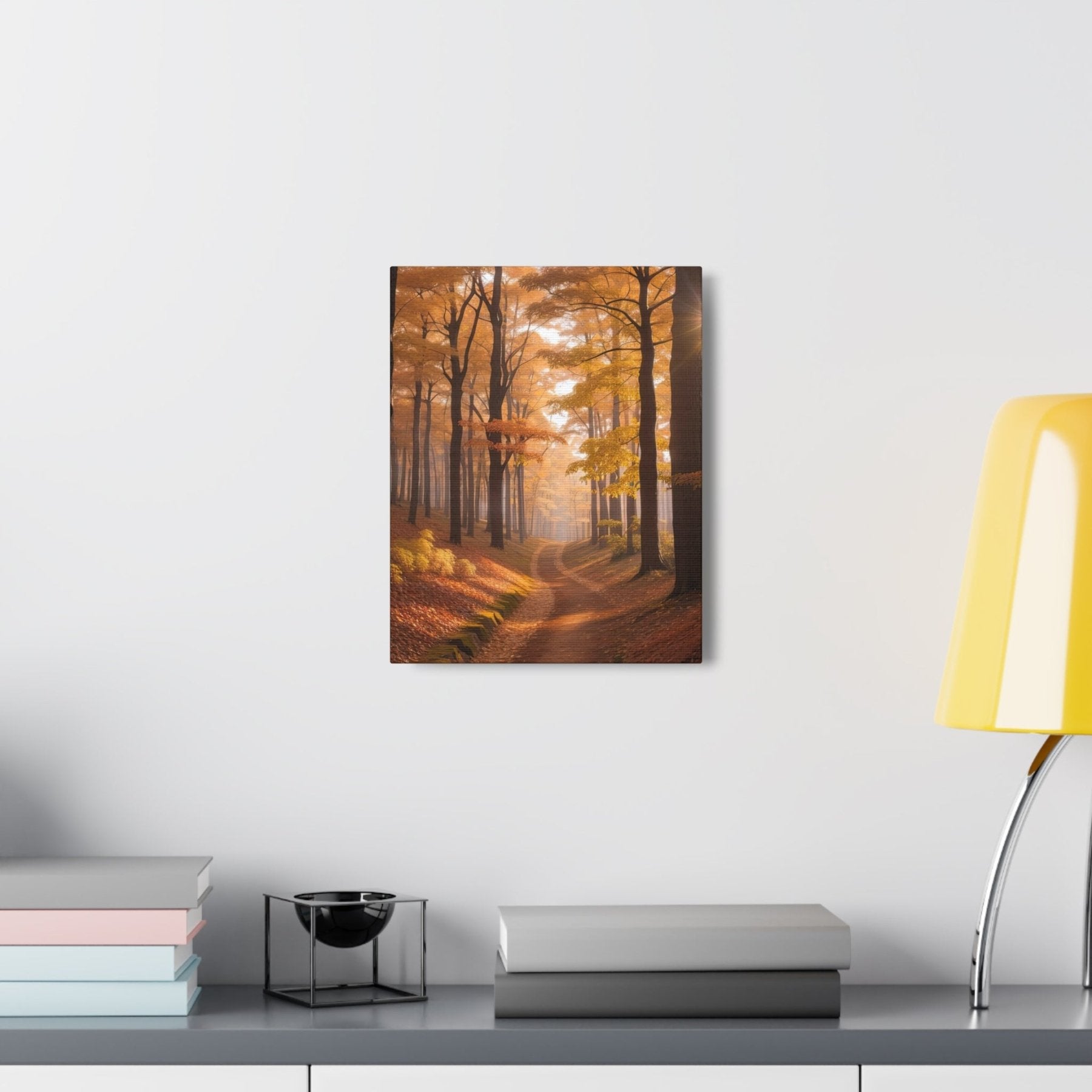 Canvas print of Forest scene in the season of Fall Autumn hung on a wall | Janlyn's Crafts