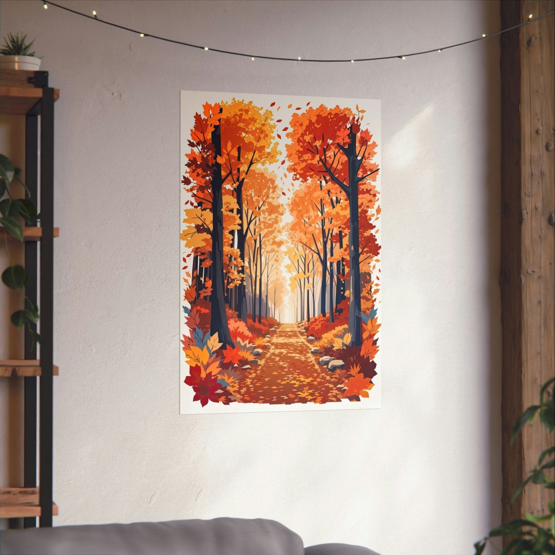 Poster print of Forest scene in the season of Fall Autumn hung on a wall | Janlyn's Crafts