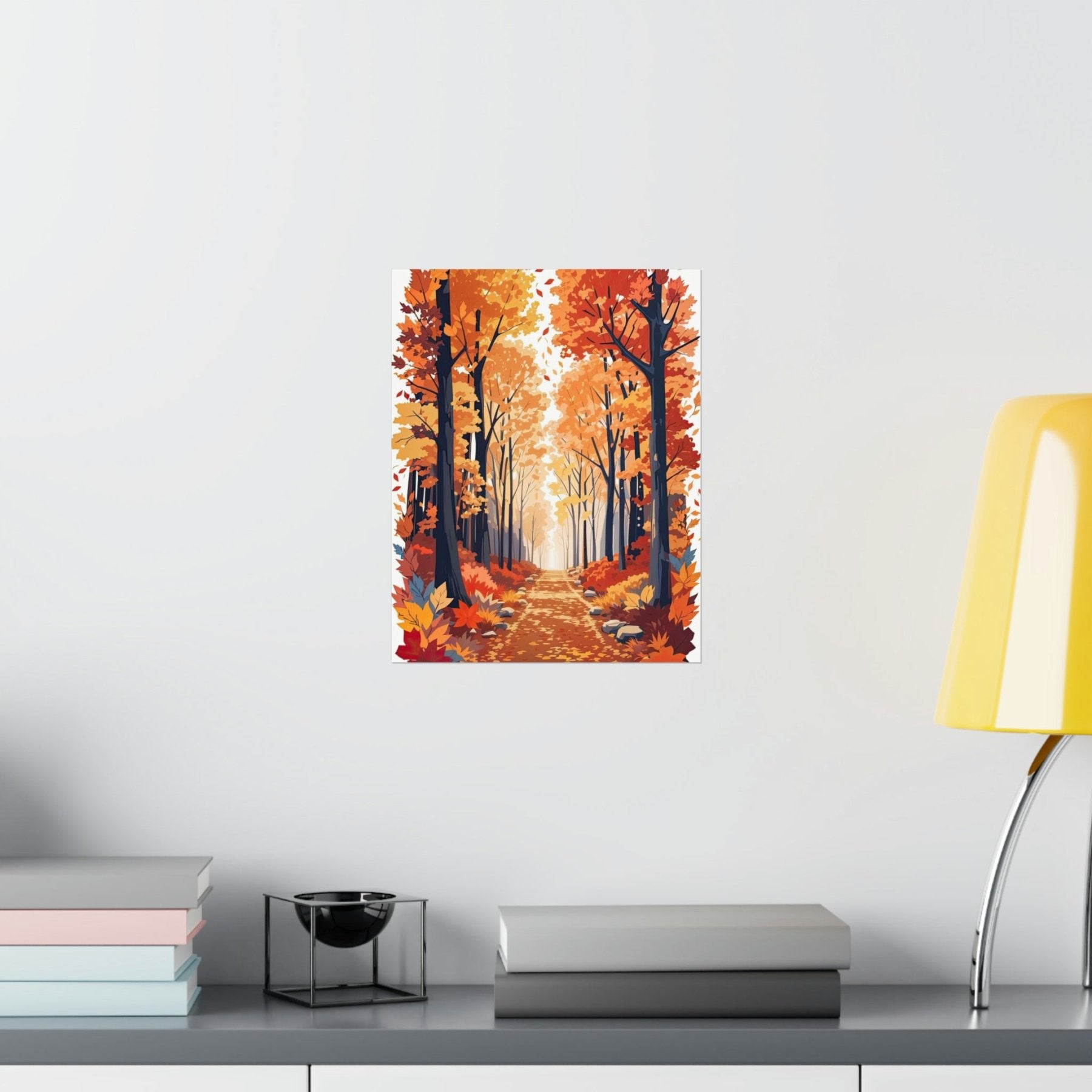 Poster print of Forest scene in the season of Fall Autumn hung on a wall | Janlyn's Crafts