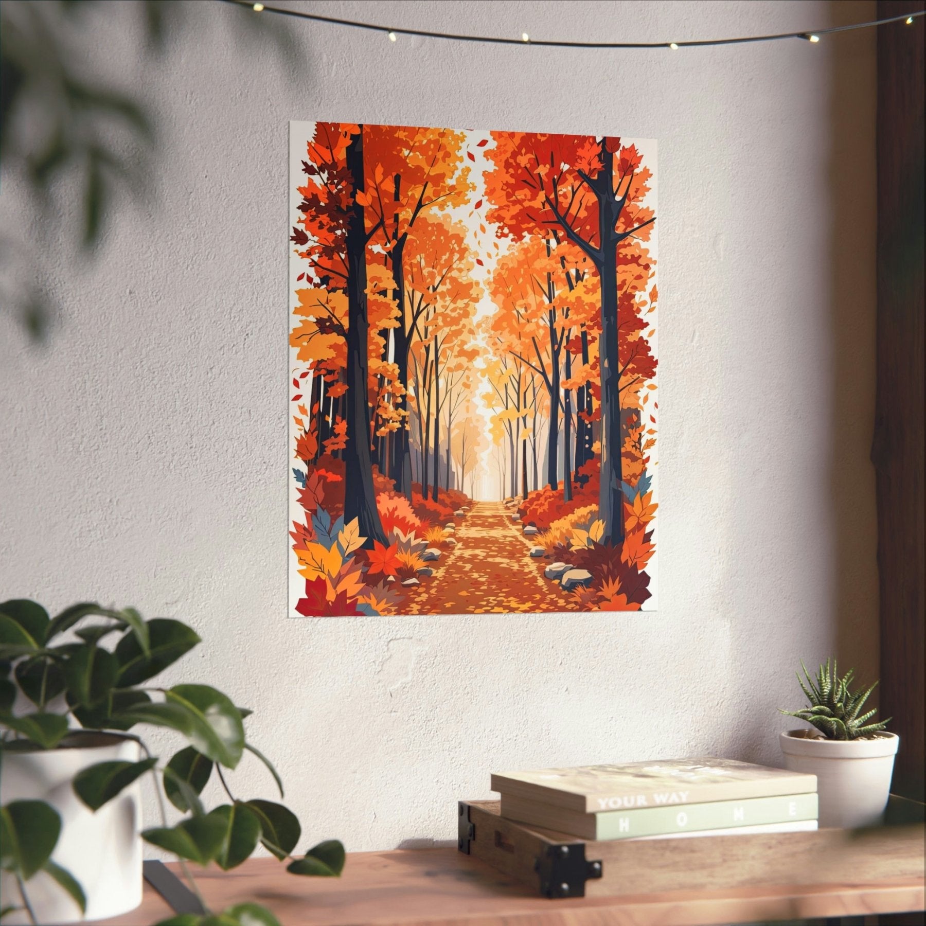 Poster print of Forest scene in the season of Fall Autumn hung on a wall | Janlyn's Crafts