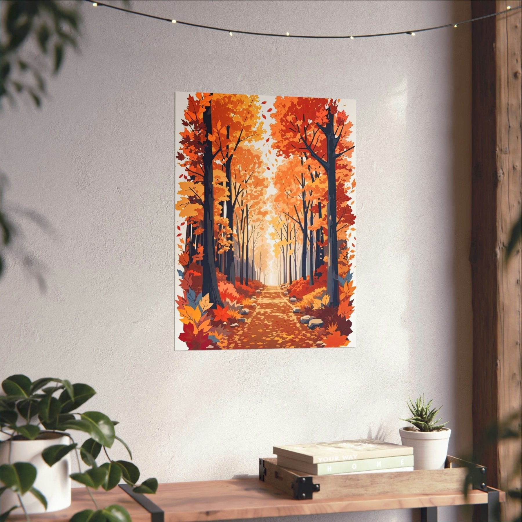 Poster print of Forest scene in the season of Fall Autumn hung on a wall | Janlyn's Crafts