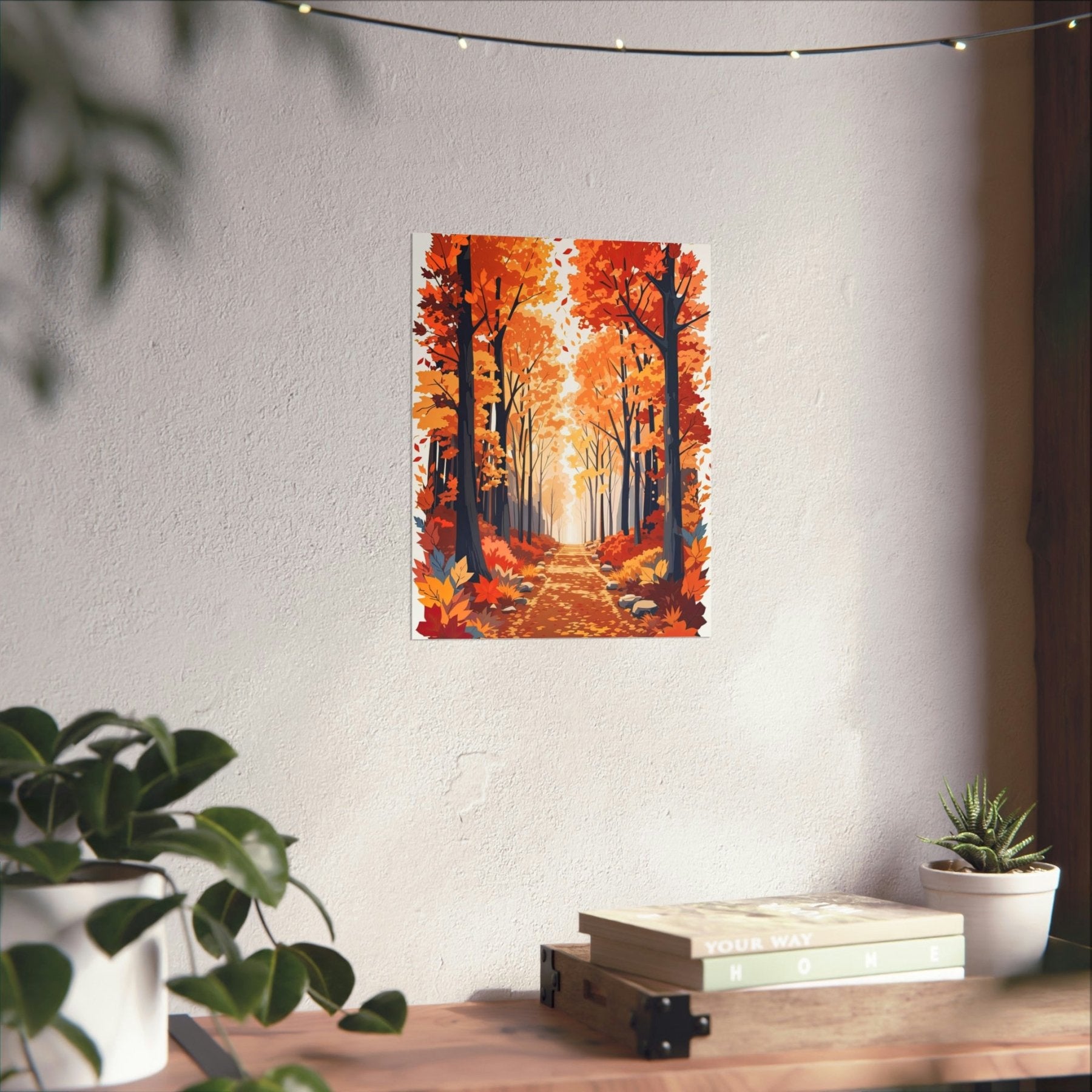 Poster print of Forest scene in the season of Fall Autumn hung on a wall | Janlyn's Crafts