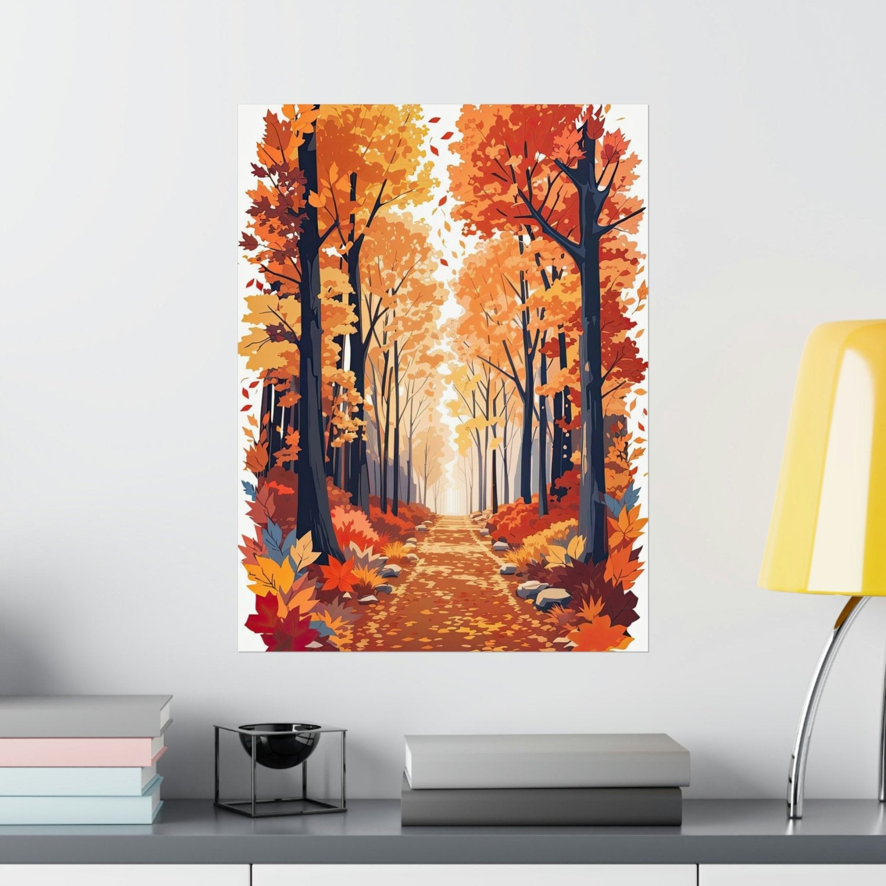 Poster print of Forest scene in the season of Fall Autumn hung on a wall | Janlyn's Crafts