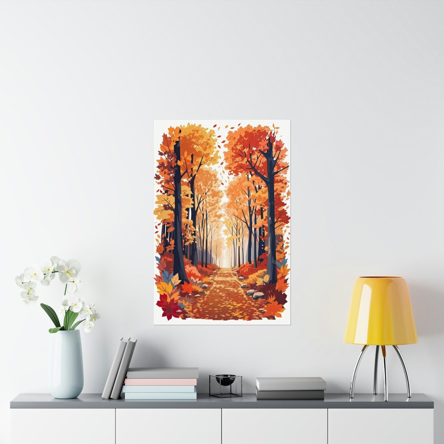 Poster print of Forest scene in the season of Fall Autumn hung on a wall | Janlyn's Crafts