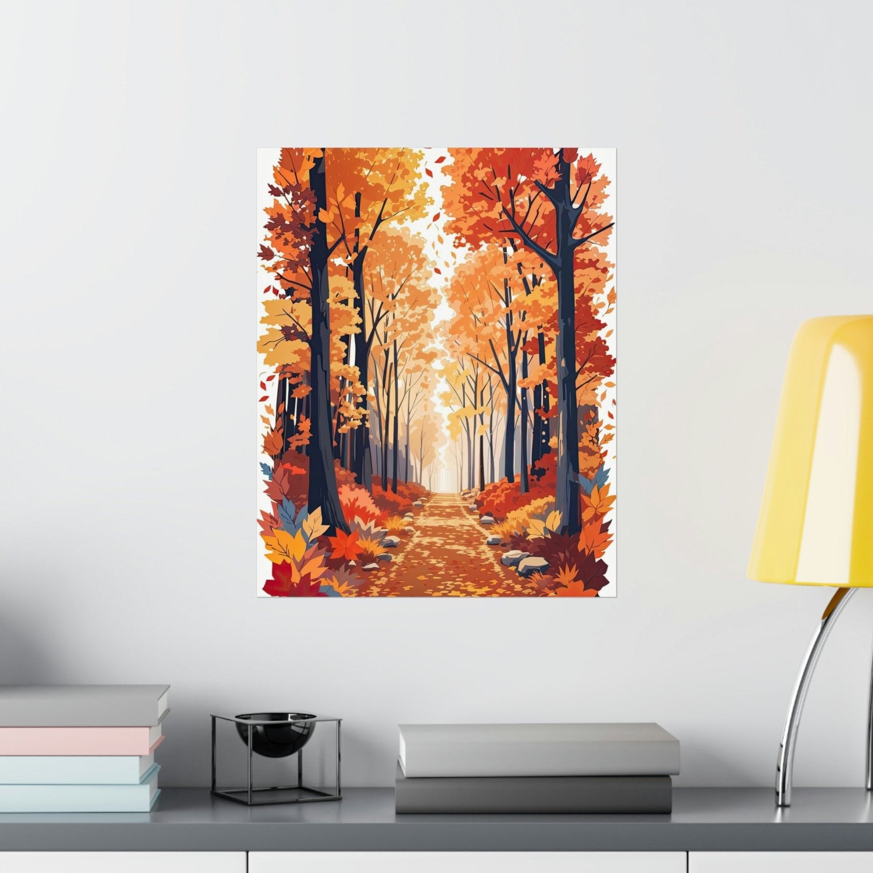 Poster print of Forest scene in the season of Fall Autumn hung on a wall | Janlyn's Crafts