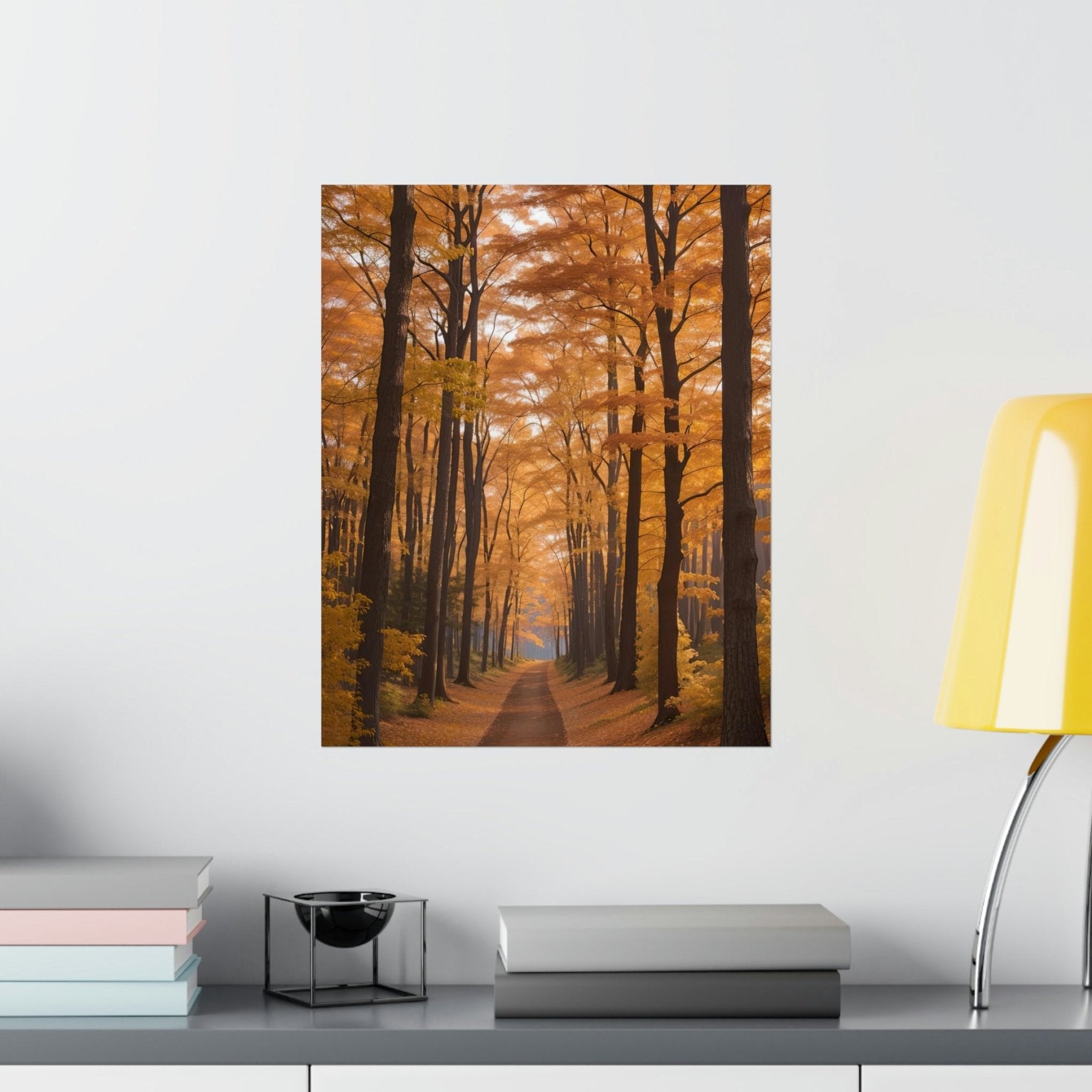 Poster print of Forest scene in the season of Fall Autumn hung on a wall | Janlyn's Crafts