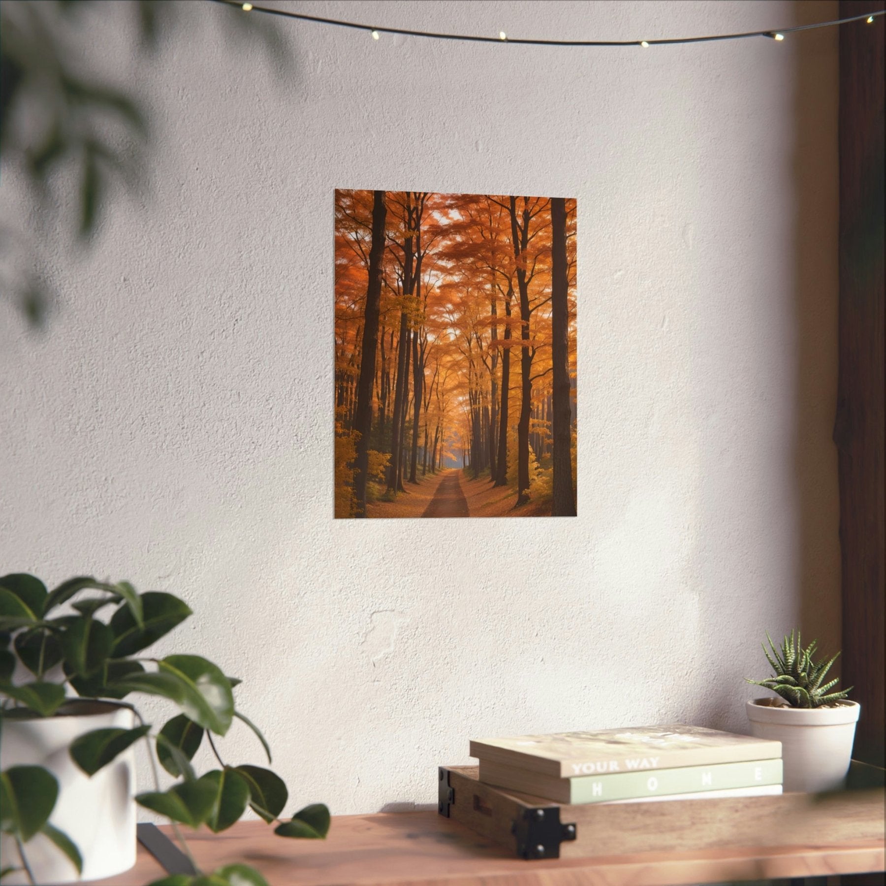 Poster print of Forest scene in the season of Fall Autumn hung on a wall | Janlyn's Crafts