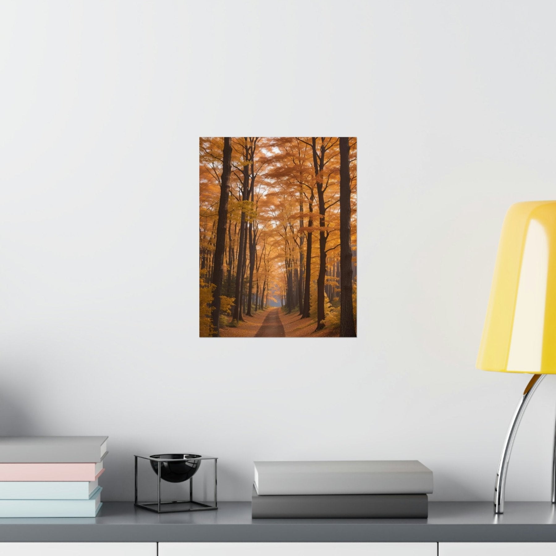 Poster print of Forest scene in the season of Fall Autumn hung on a wall | Janlyn's Crafts