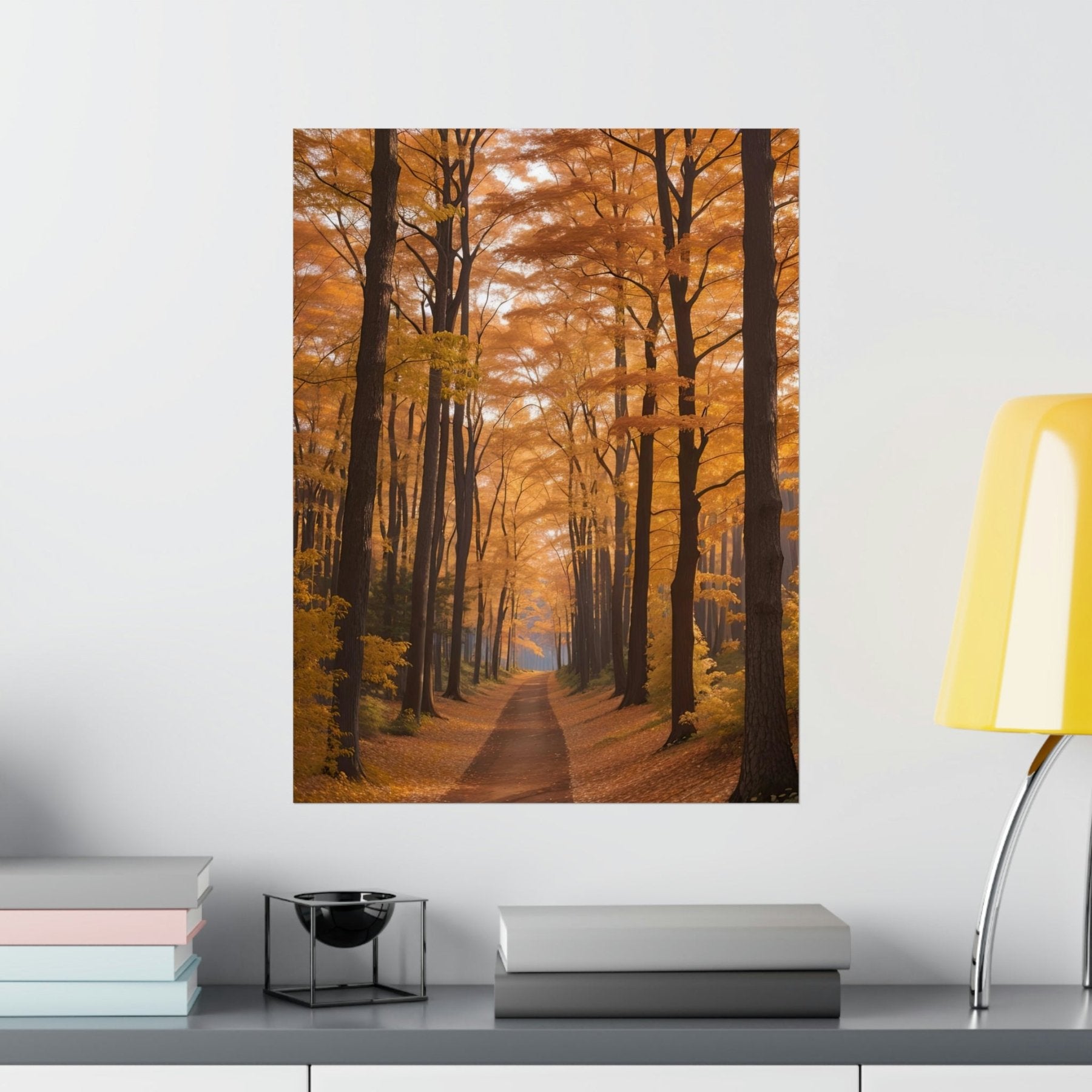 Poster print of Forest scene in the season of Fall Autumn hung on a wall | Janlyn's Crafts