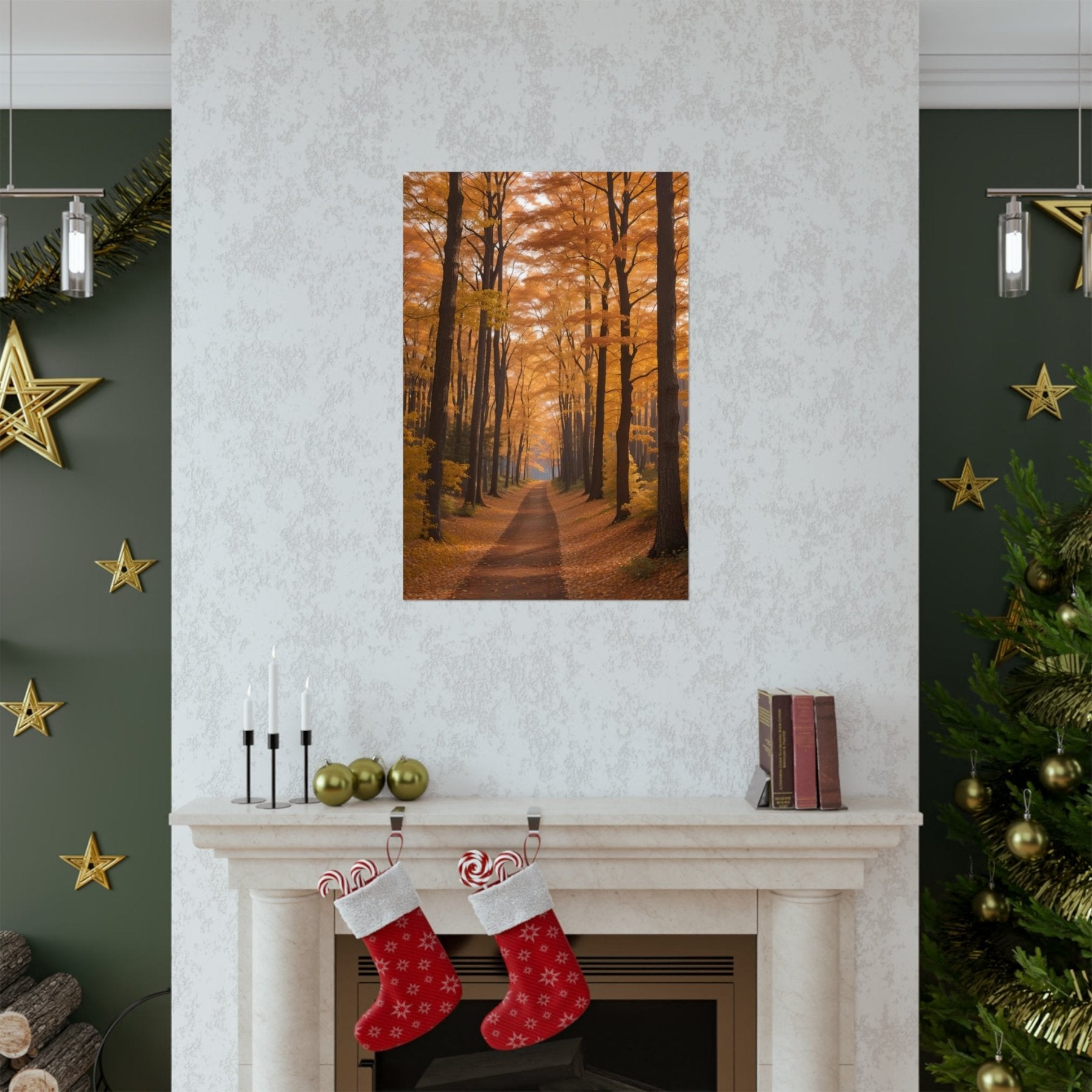 Poster print of Forest scene in the season of Fall Autumn hung on a wall | Janlyn's Crafts