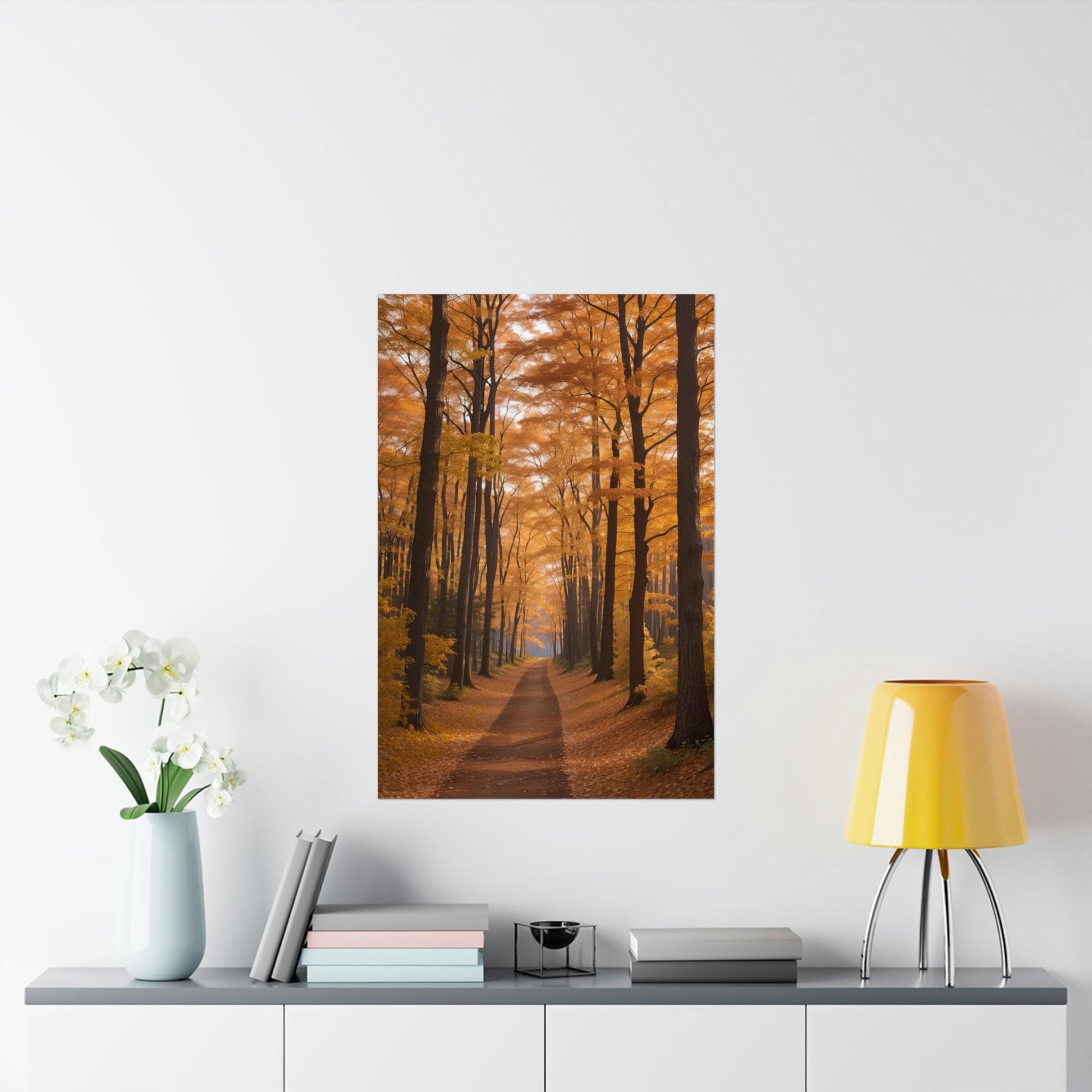 Poster print of Forest scene in the season of Fall Autumn hung on a wall | Janlyn's Crafts