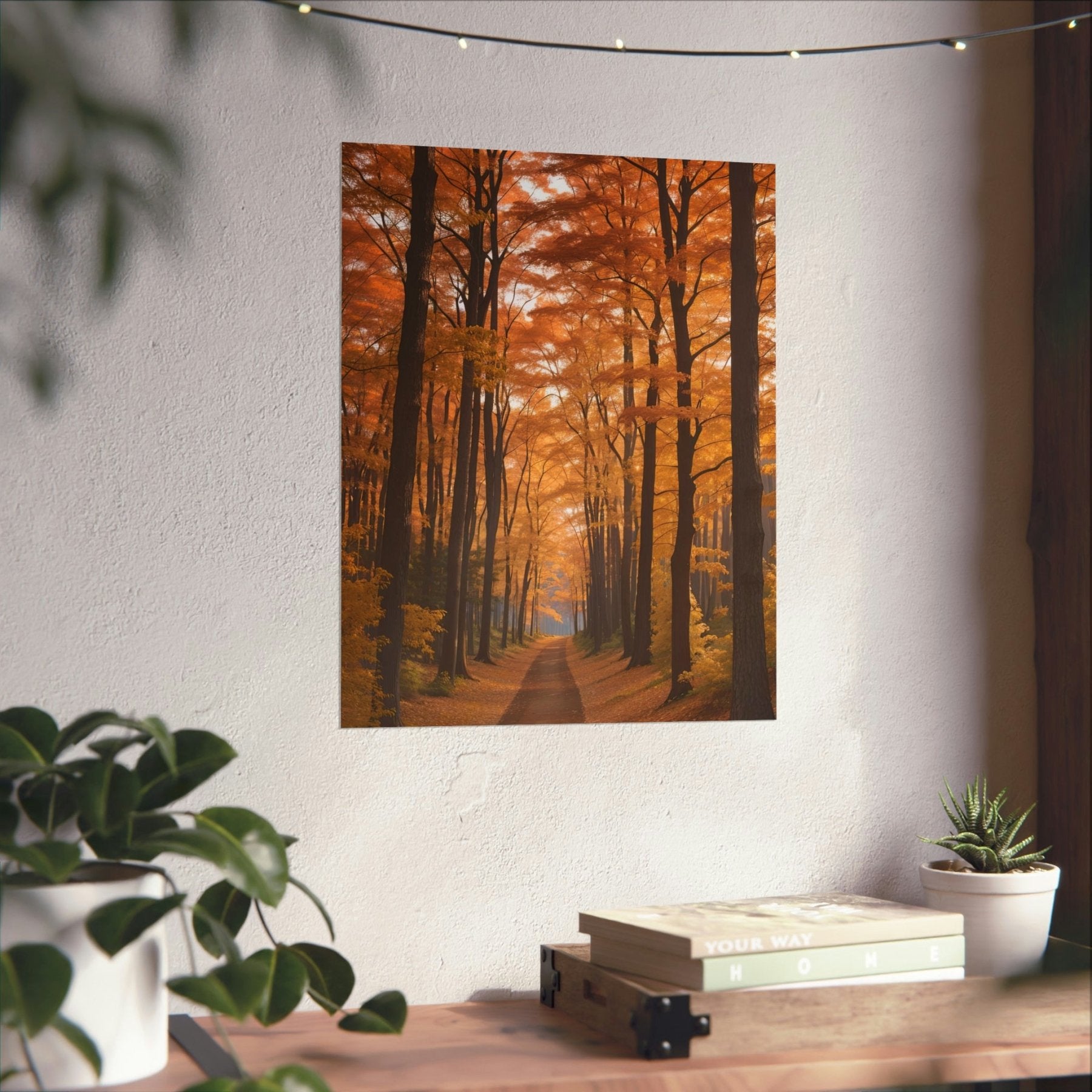 Poster print of Forest scene in the season of Fall Autumn hung on a wall | Janlyn's Crafts