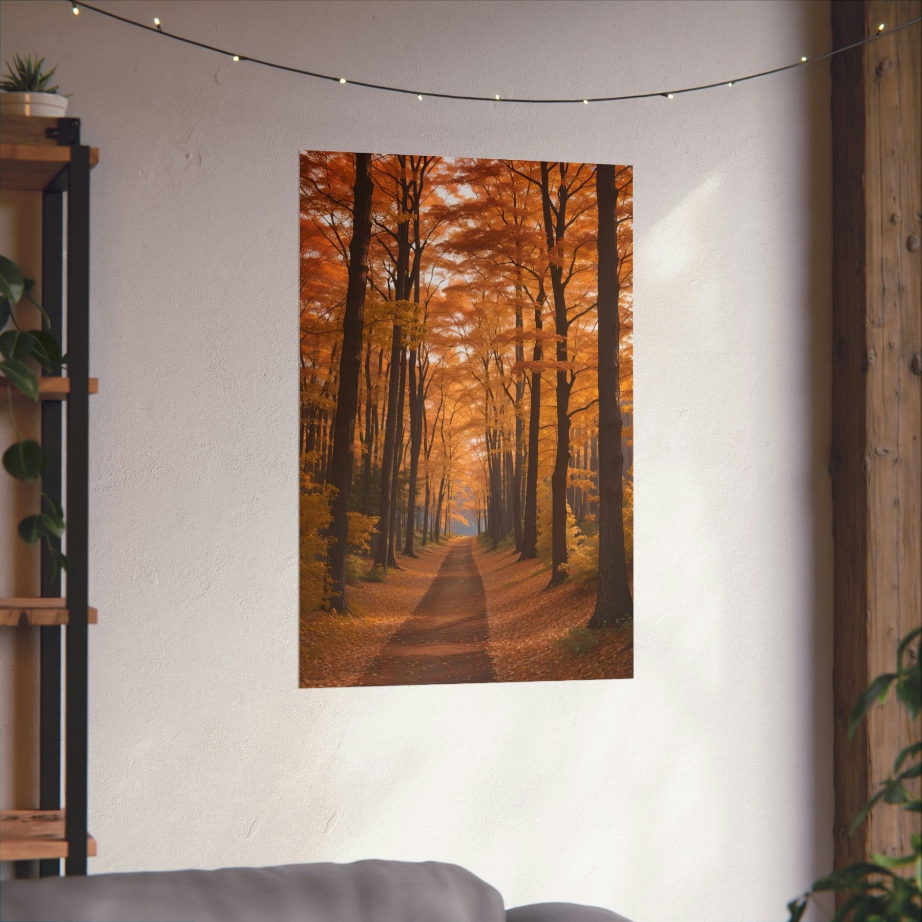 Poster print of Forest scene in the season of Fall Autumn hung on a wall | Janlyn's Crafts