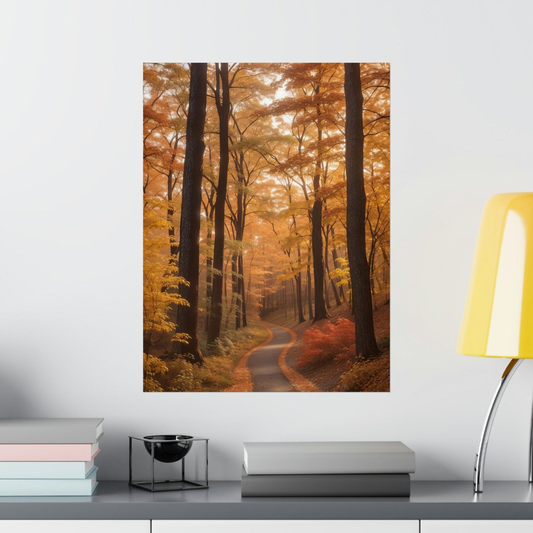 Poster print of Forest scene in the season of Fall Autumn hung on a wall | Janlyn's Crafts