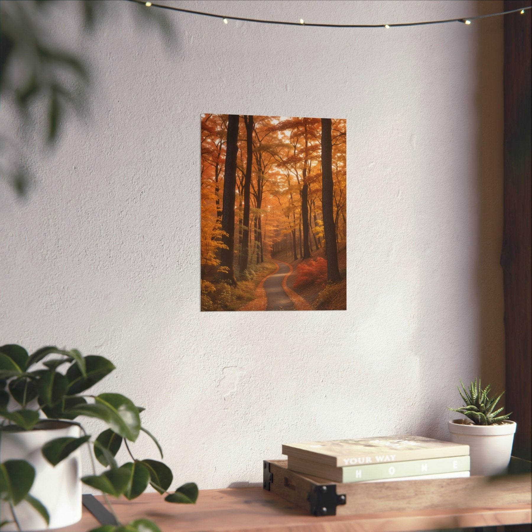 Poster print of Forest scene in the season of Fall Autumn hung on a wall | Janlyn's Crafts