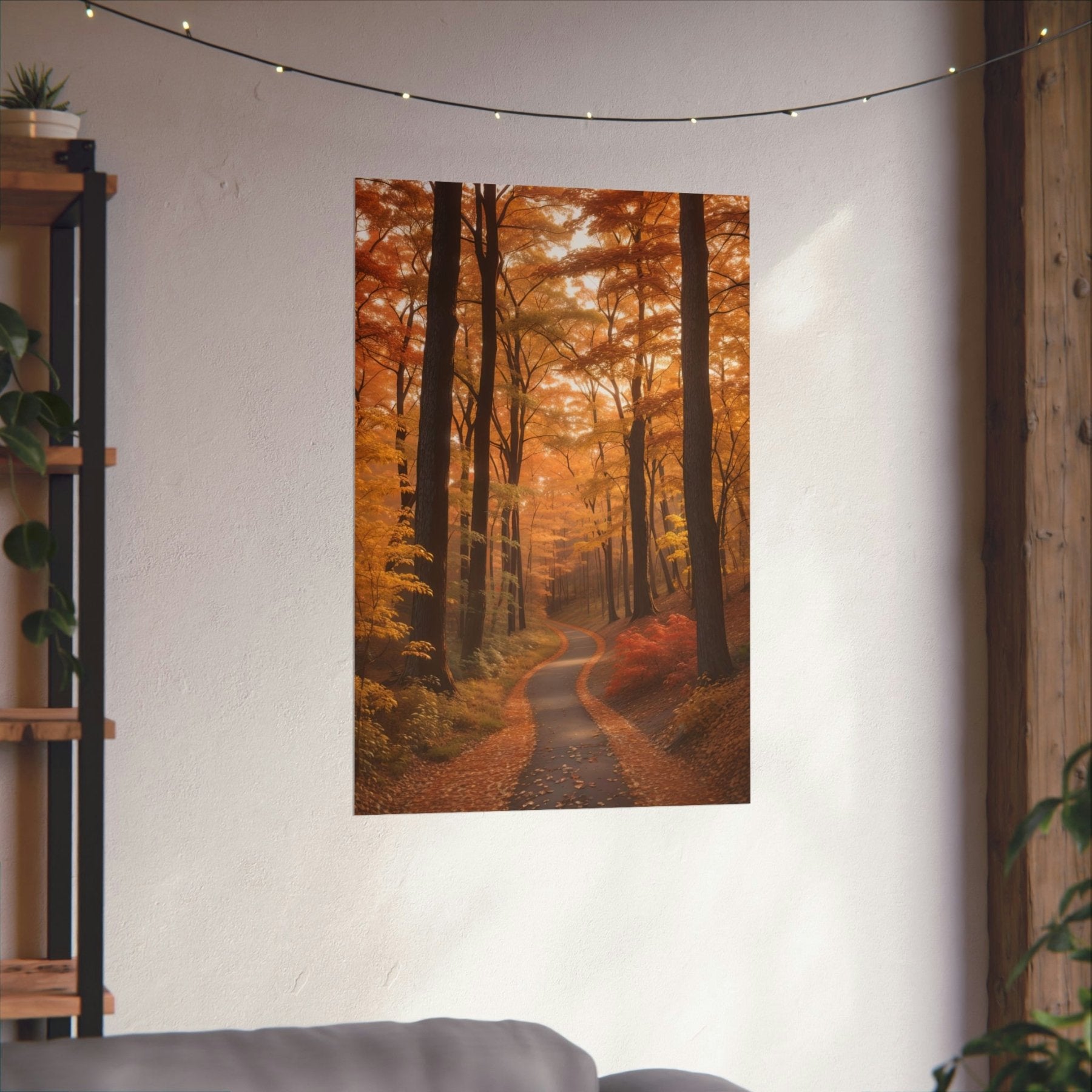 Poster print of Forest scene in the season of Fall Autumn hung on a wall | Janlyn's Crafts