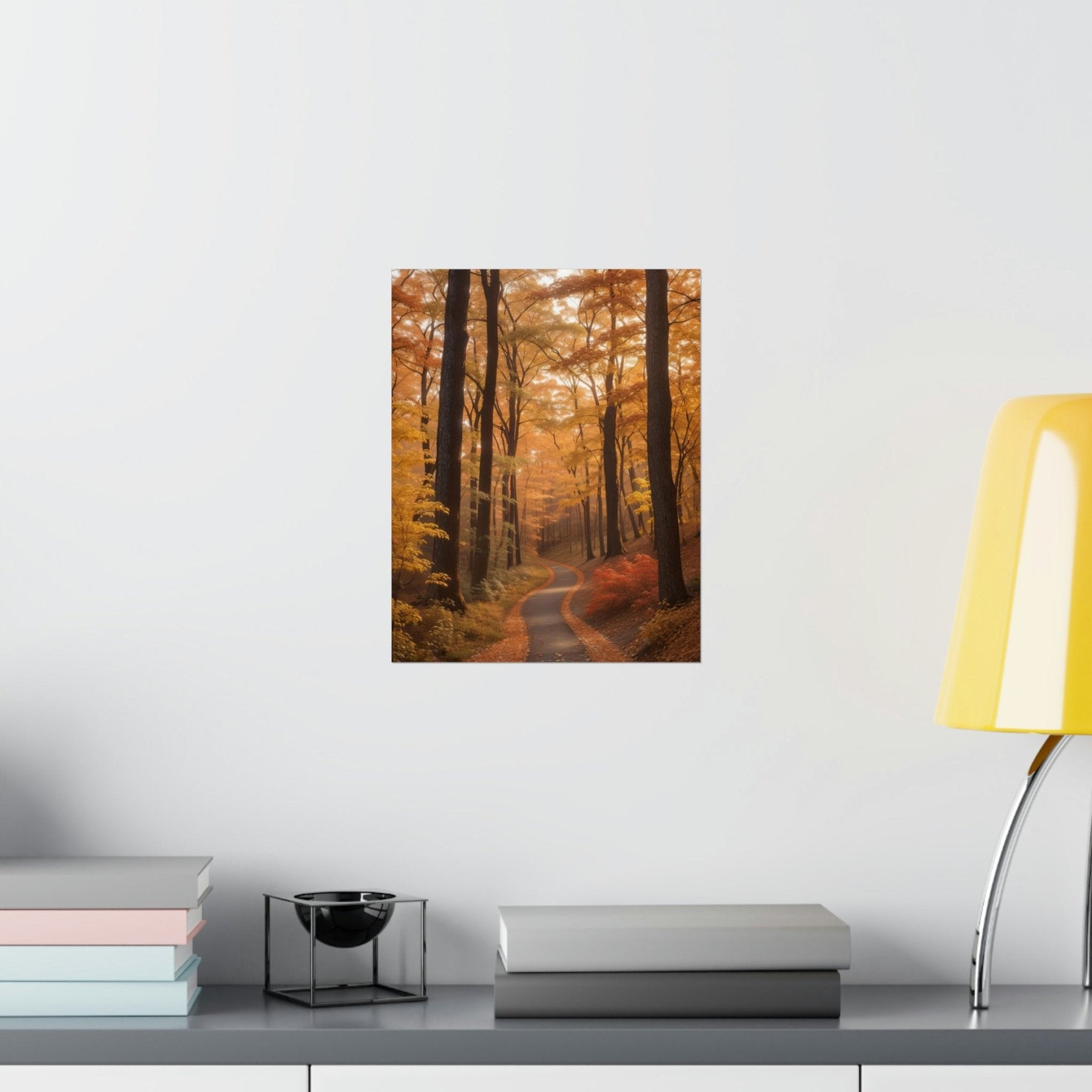 Poster print of Forest scene in the season of Fall Autumn hung on a wall | Janlyn's Crafts