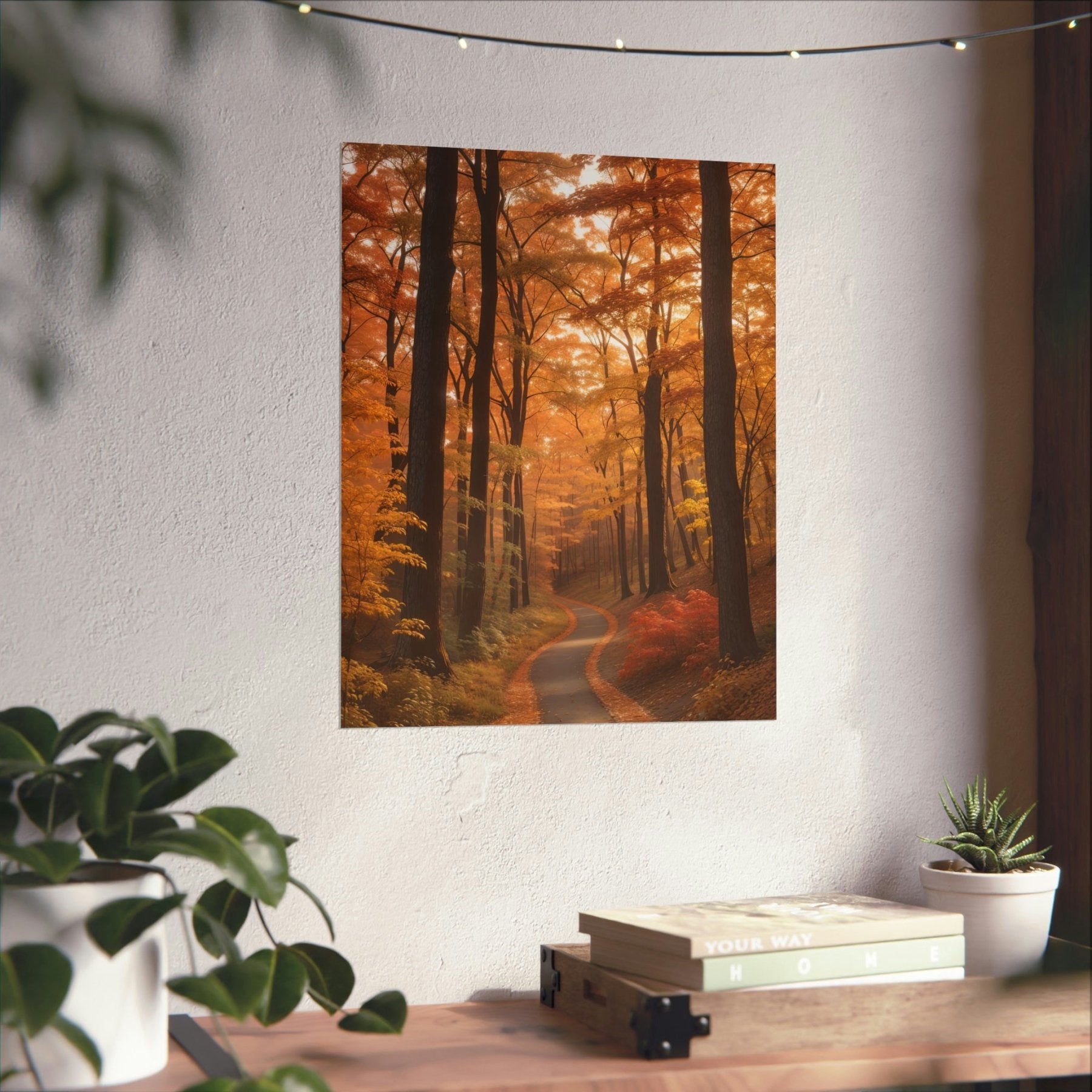 Poster print of Forest scene in the season of Fall Autumn hung on a wall | Janlyn's Crafts