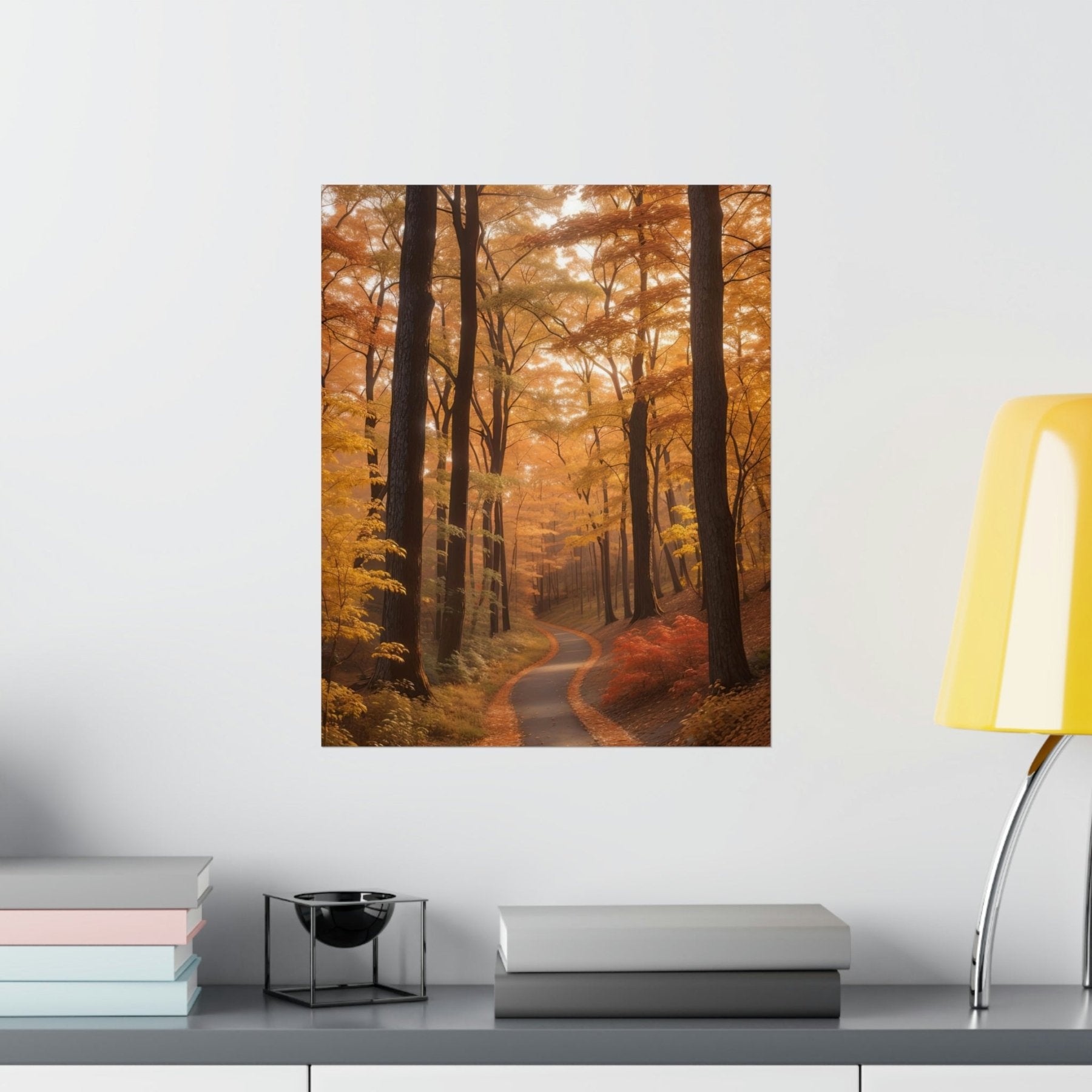 Poster print of Forest scene in the season of Fall Autumn hung on a wall | Janlyn's Crafts