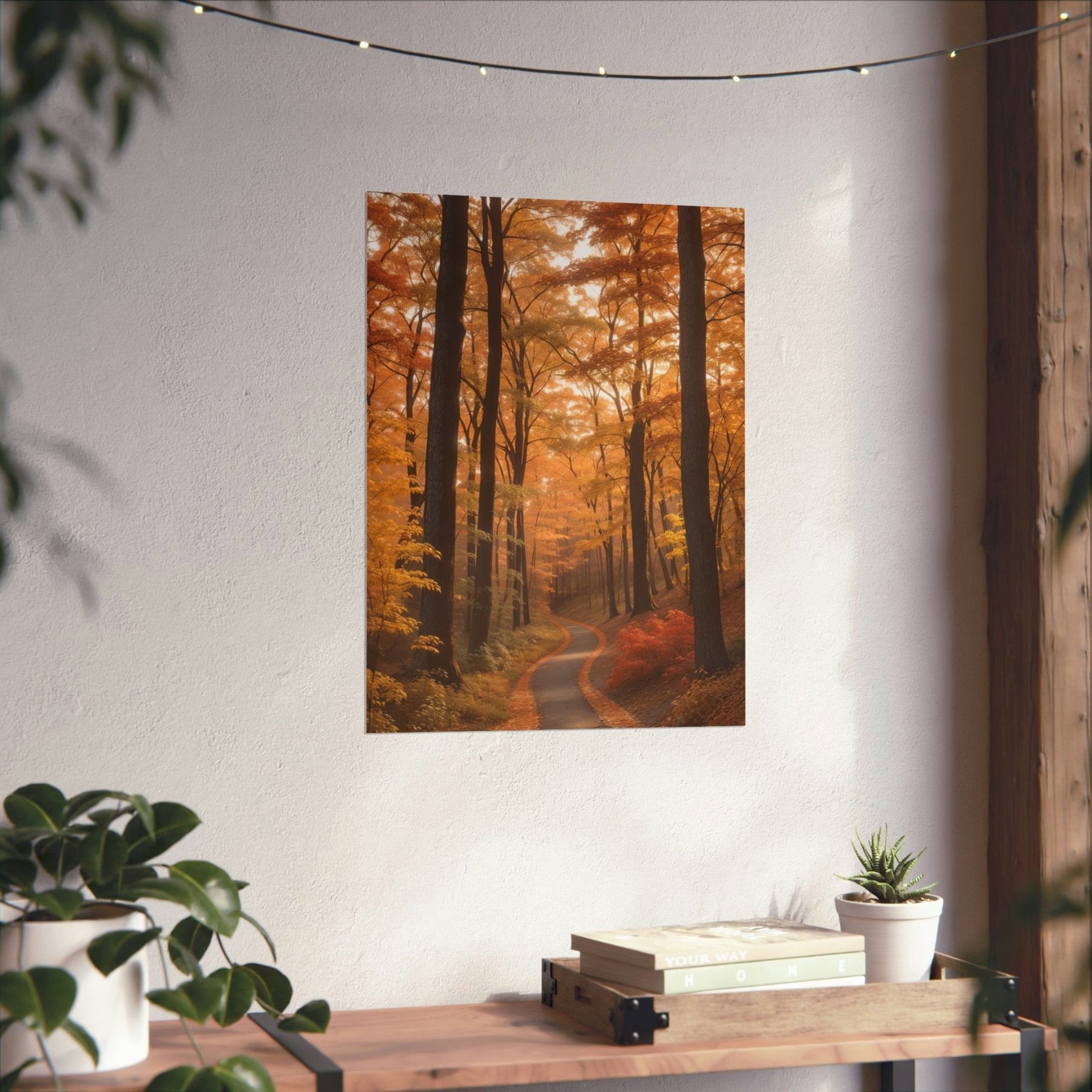 Poster print of Forest scene in the season of Fall Autumn hung on a wall | Janlyn's Crafts