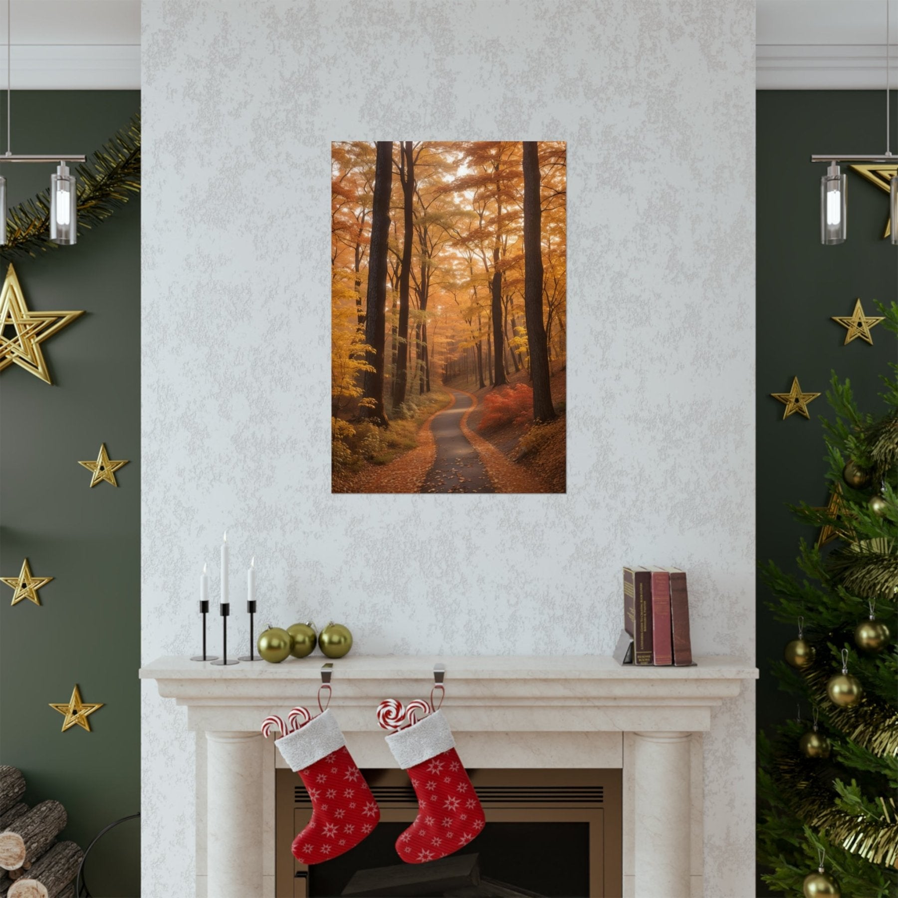 Poster print of Forest scene in the season of Fall Autumn hung on a wall | Janlyn's Crafts