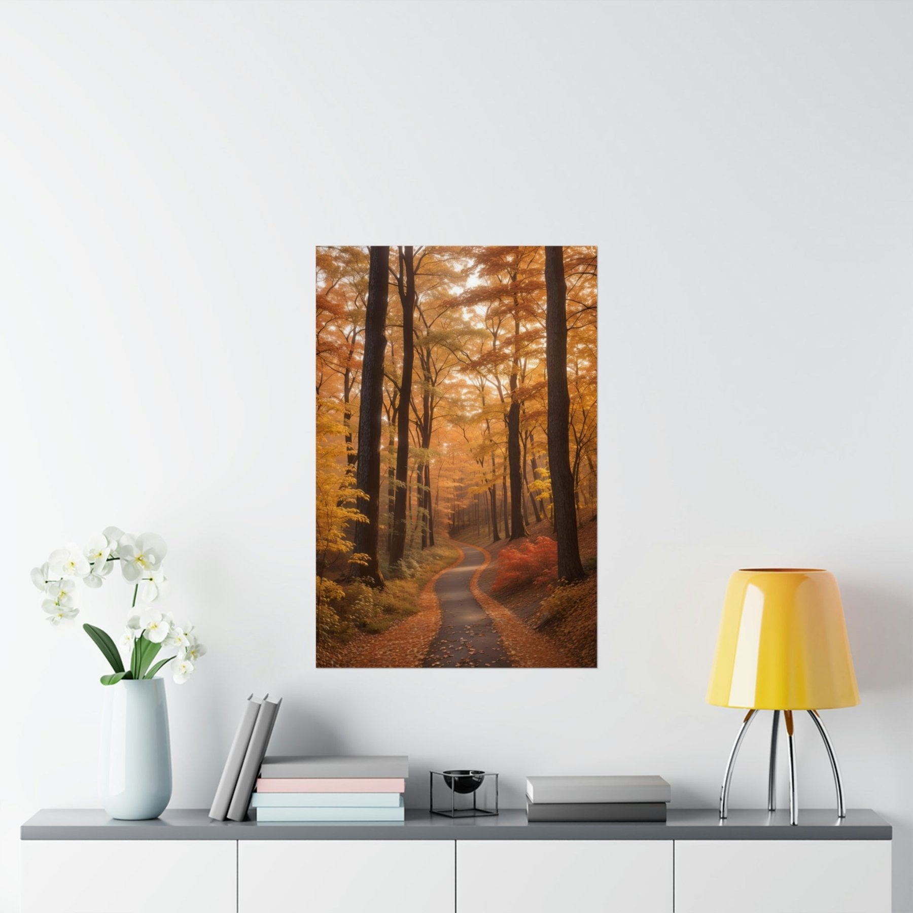 Poster print of Forest scene in the season of Fall Autumn hung on a wall | Janlyn's Crafts