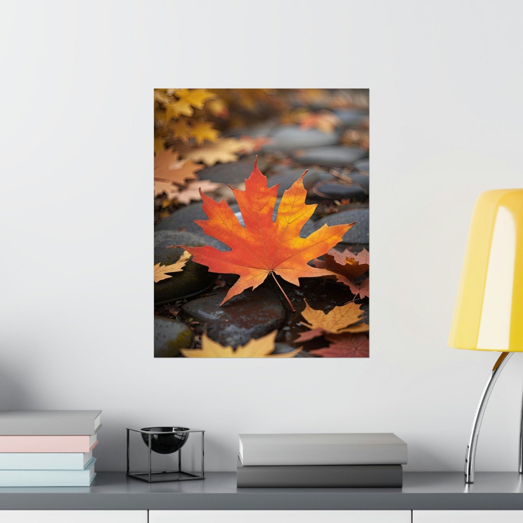 Poster print of a leaf in the season of Fall Autumn hung on a wall | Janlyn's Crafts