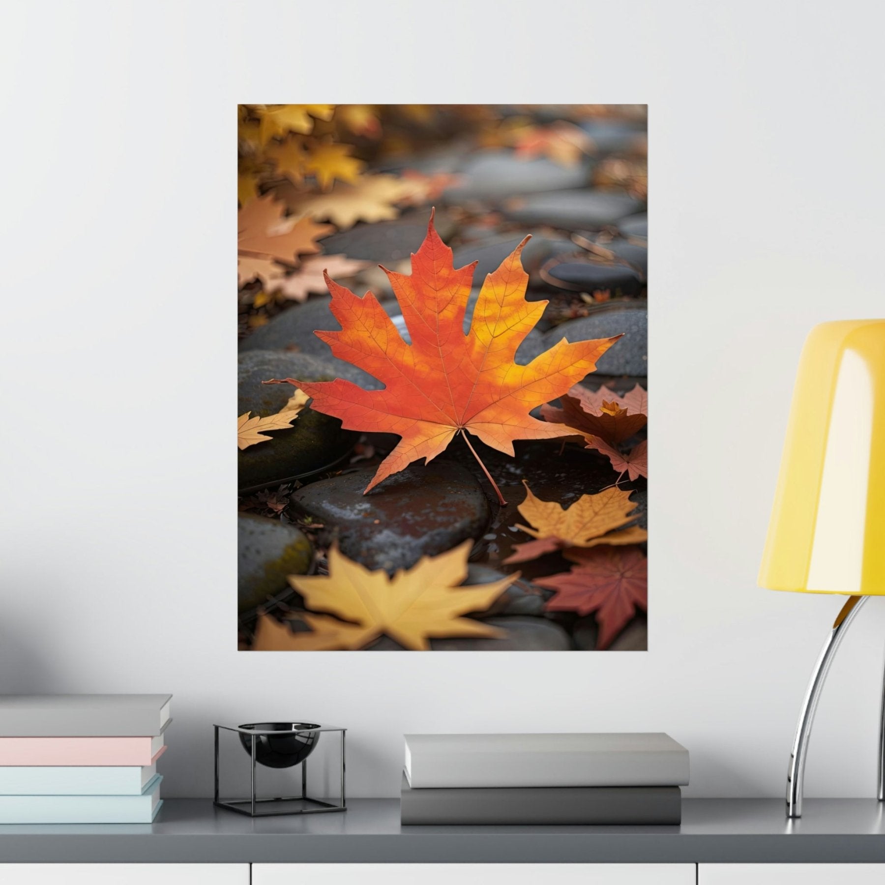 Poster print of a leaf in the season of Fall Autumn hung on a wall | Janlyn's Crafts