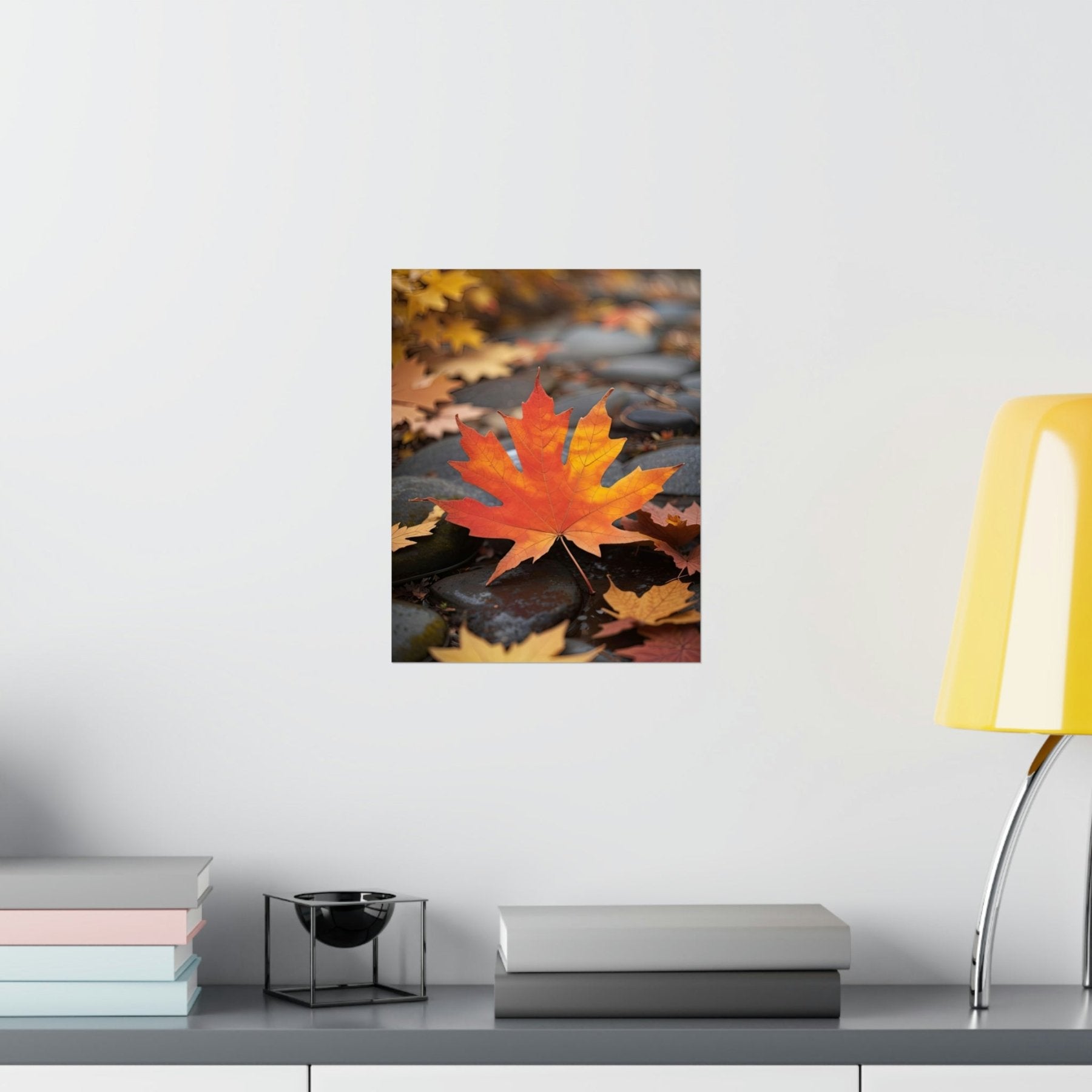 Poster print of a leaf in the season of Fall Autumn hung on a wall | Janlyn's Crafts