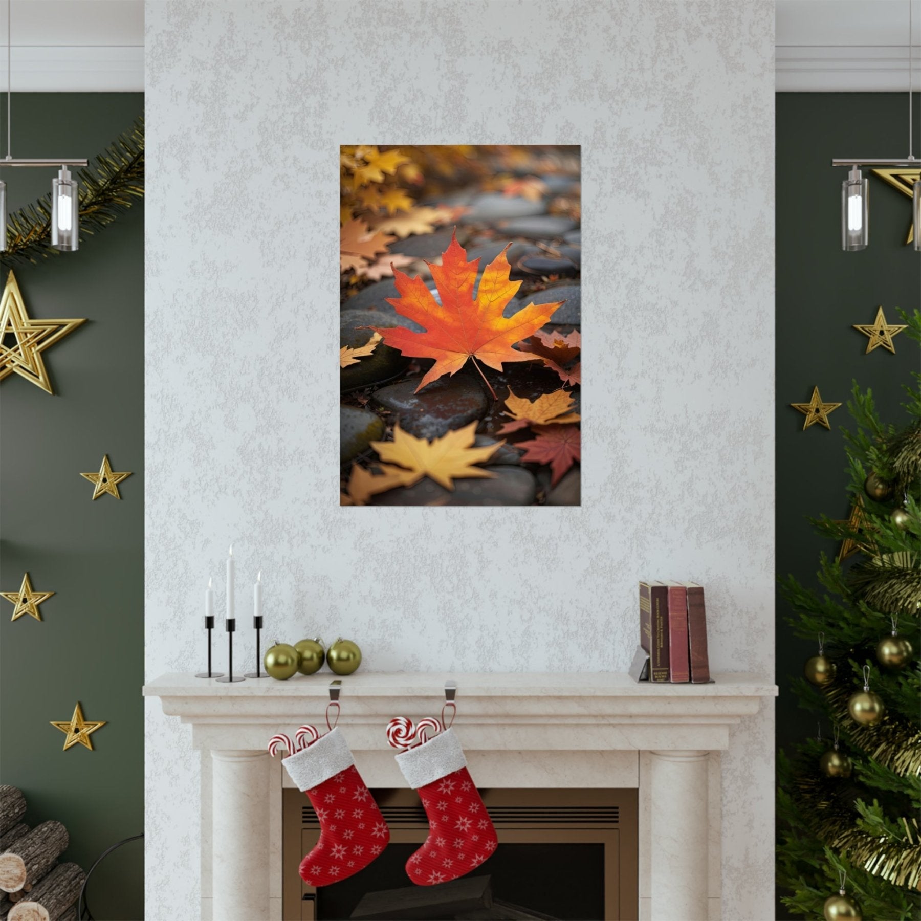 Poster print of a leaf in the season of Fall Autumn hung on a wall | Janlyn's Crafts