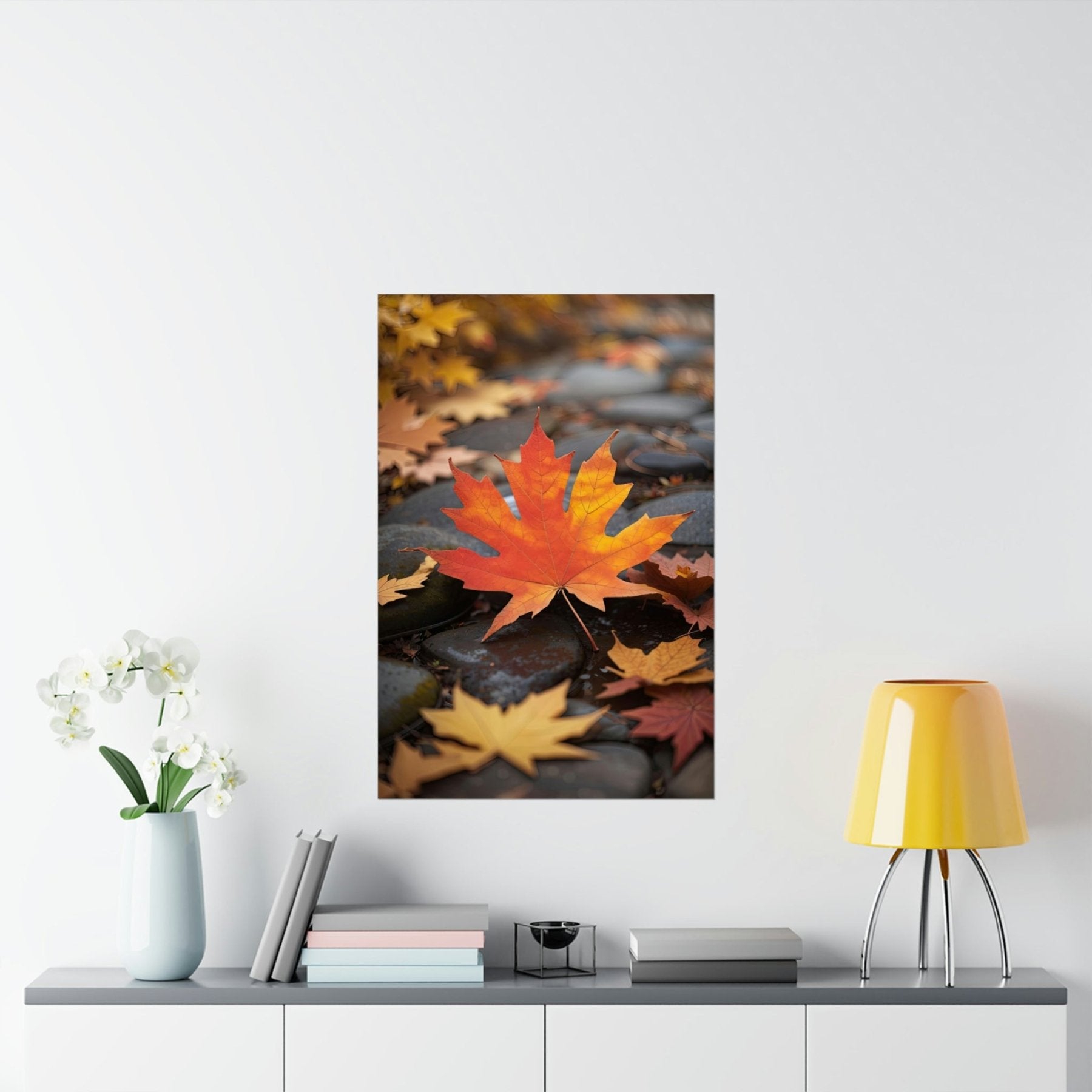 Poster print of a leaf in the season of Fall Autumn hung on a wall | Janlyn's Crafts