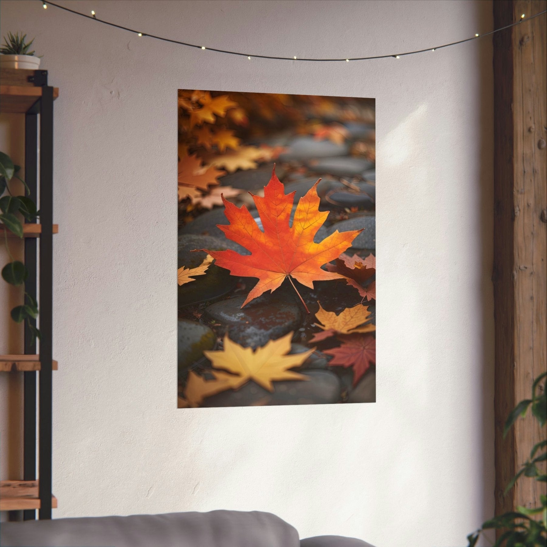 Poster print of a leaf in the season of Fall Autumn hung on a wall | Janlyn's Crafts