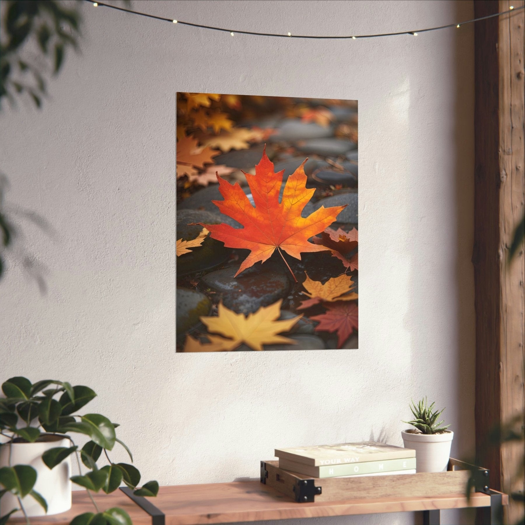 Poster print of a leaf in the season of Fall Autumn hung on a wall | Janlyn's Crafts