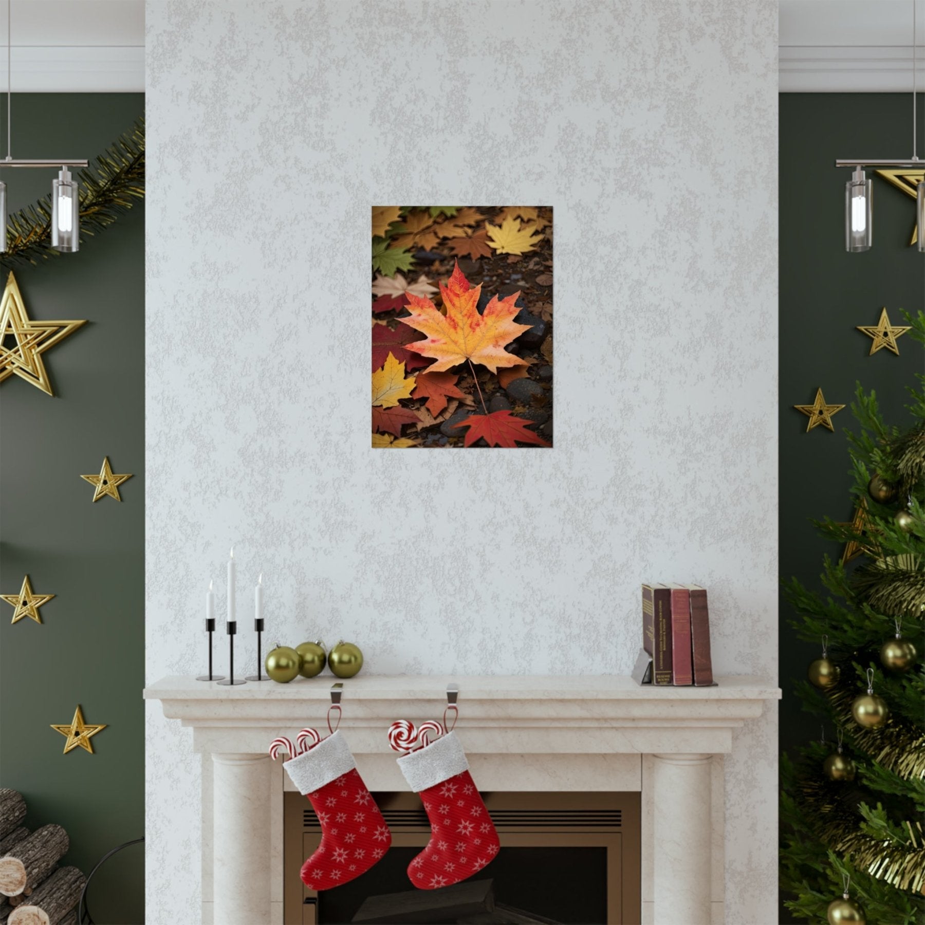 Poster print of leaf in the season of Fall Autumn hung on a wall | Janlyn's Crafts