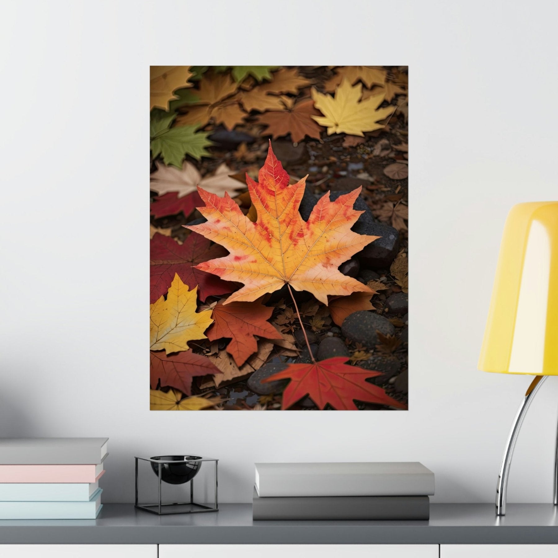 Poster print of leaf in the season of Fall Autumn hung on a wall | Janlyn's Crafts