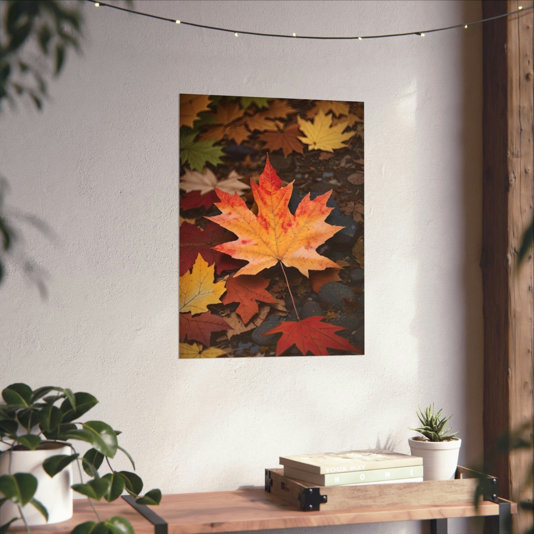 Poster print of leaf in the season of Fall Autumn hung on a wall | Janlyn's Crafts