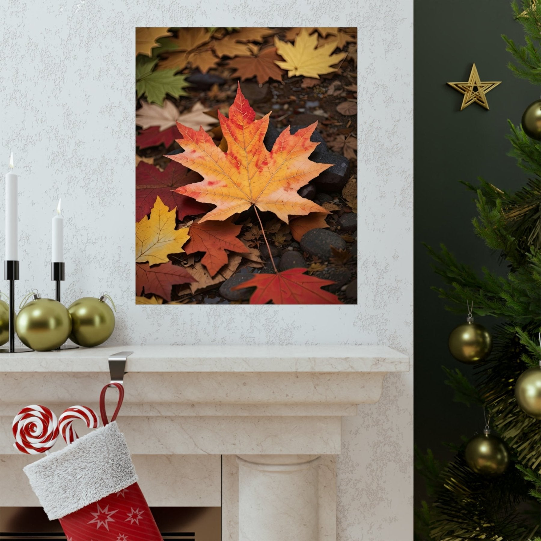 Poster print of leaf in the season of Fall Autumn hung on a wall | Janlyn's Crafts