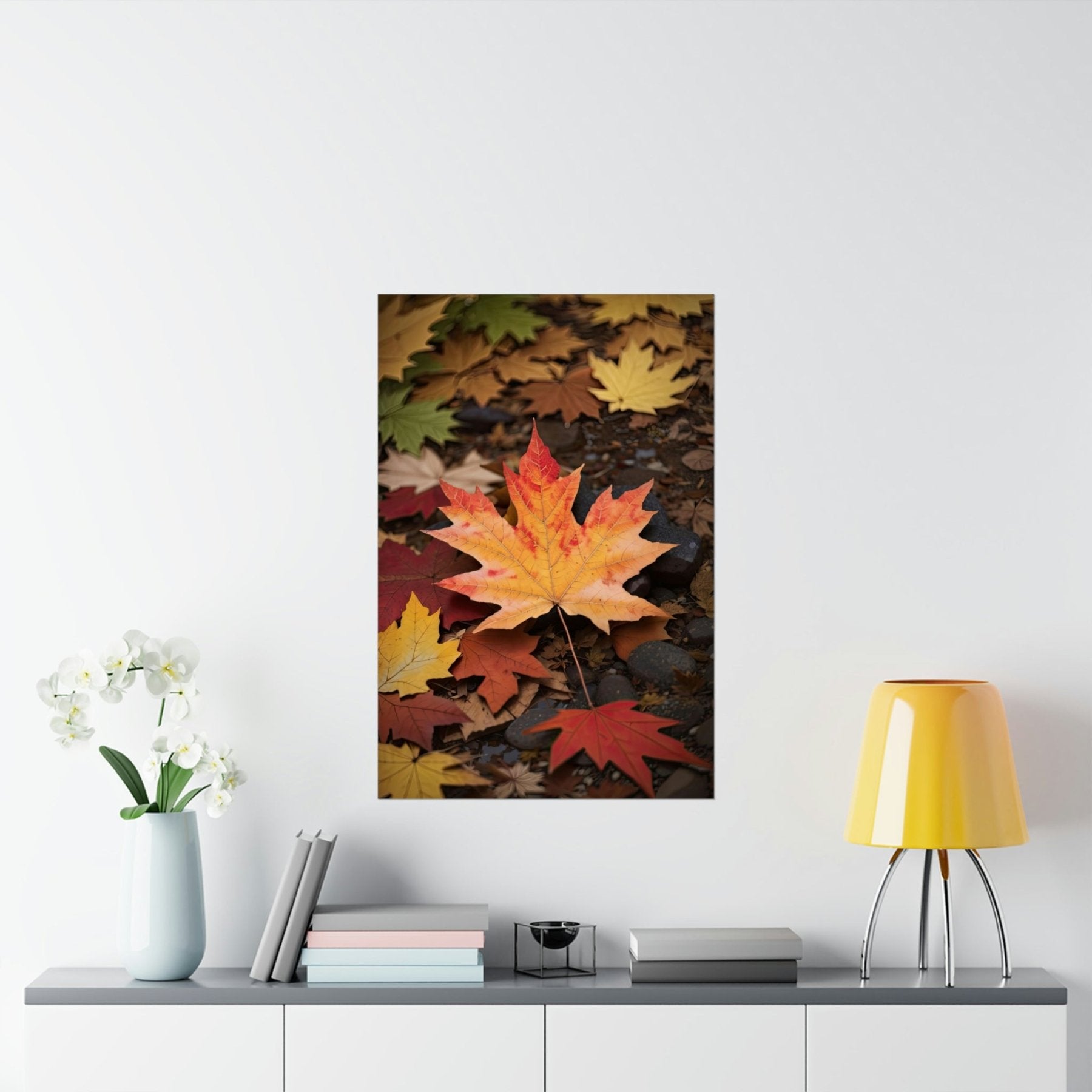 Poster print of leaf in the season of Fall Autumn hung on a wall | Janlyn's Crafts