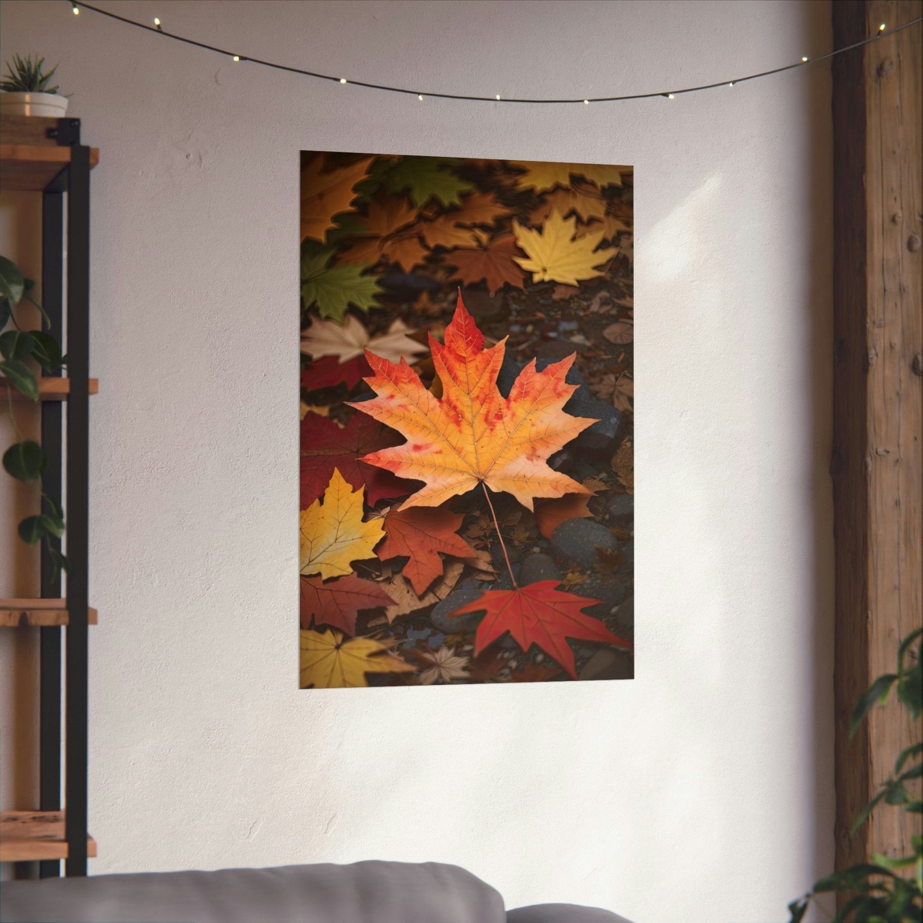 Poster print of leaf in the season of Fall Autumn hung on a wall | Janlyn's Crafts