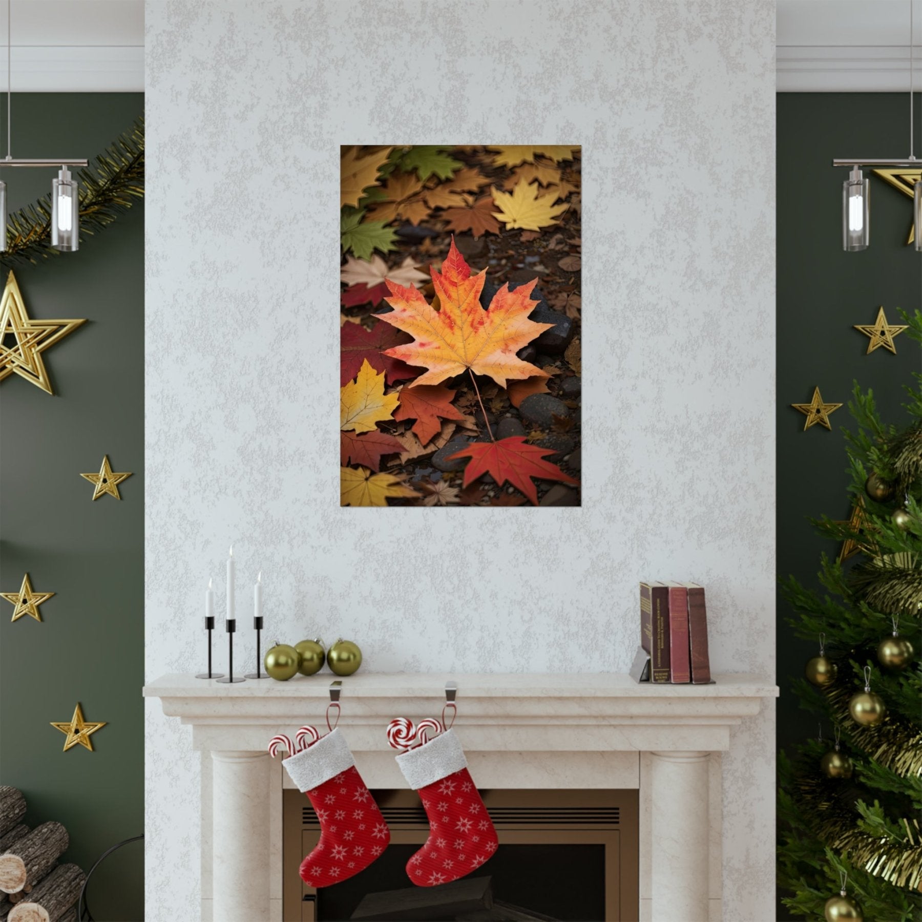 Poster print of leaf in the season of Fall Autumn hung on a wall | Janlyn's Crafts