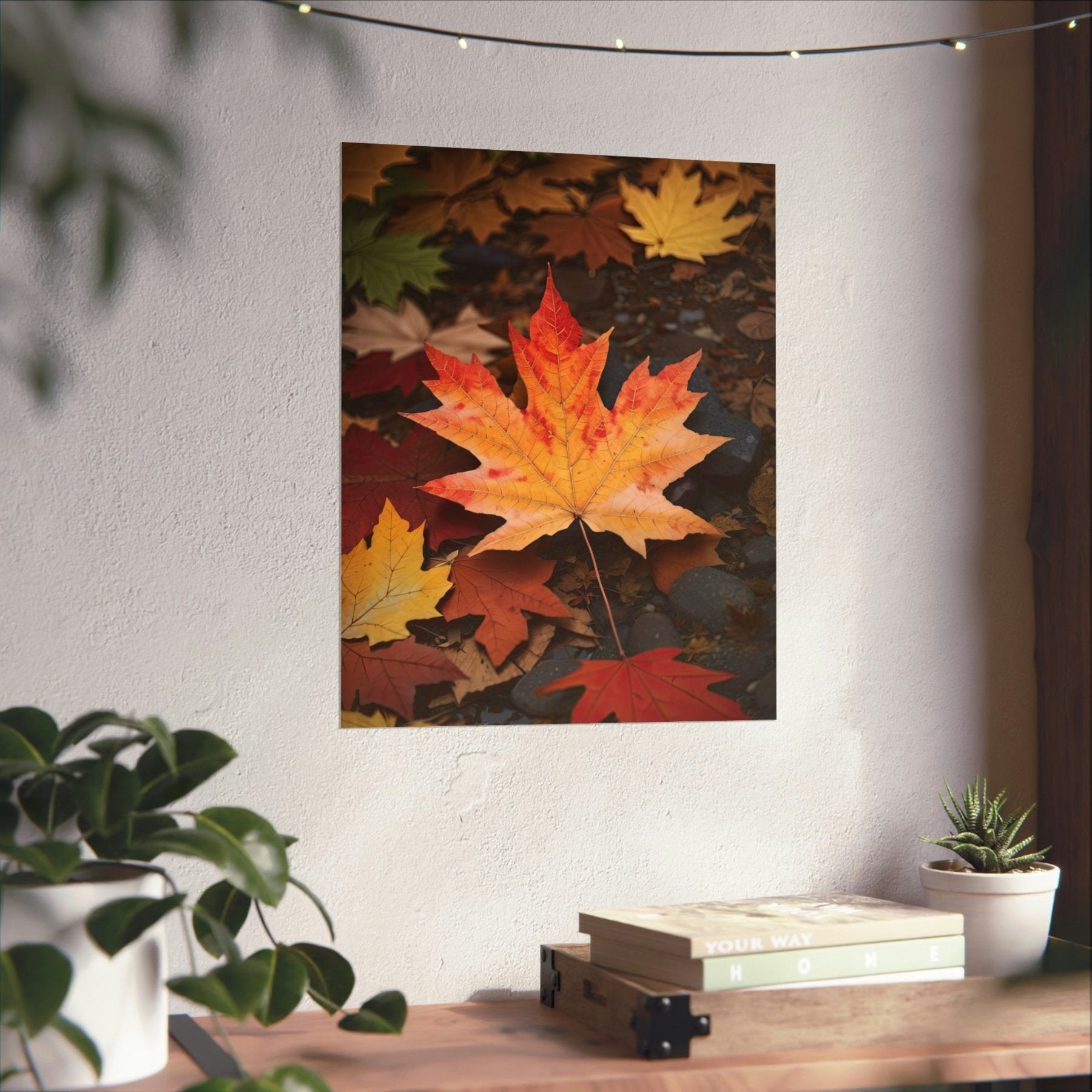 Poster print of leaf in the season of Fall Autumn hung on a wall | Janlyn's Crafts