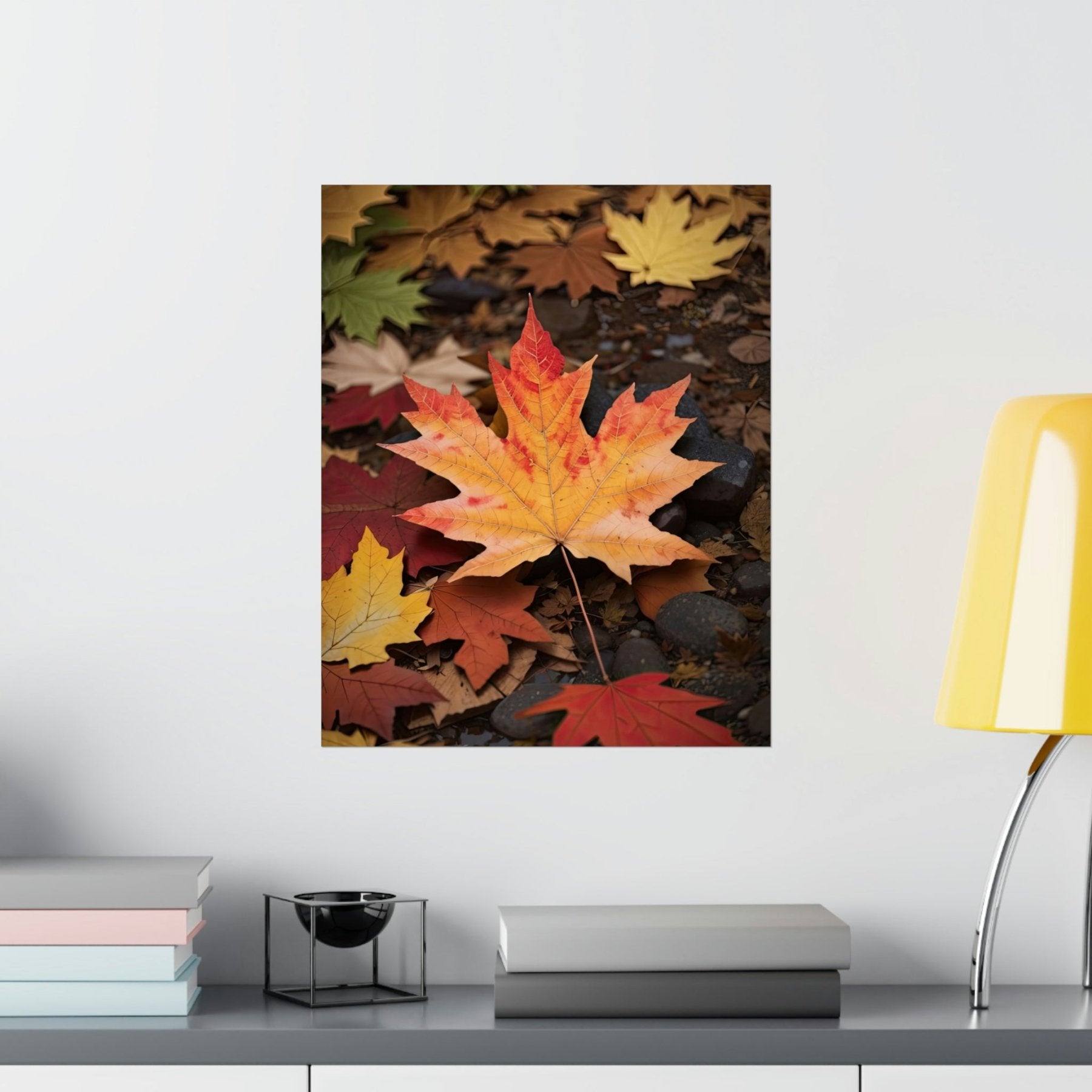 Poster print of leaf in the season of Fall Autumn hung on a wall | Janlyn's Crafts