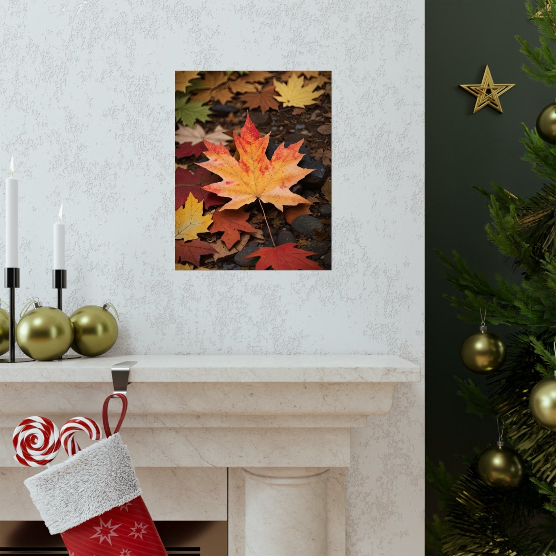 Poster print of leaf in the season of Fall Autumn hung on a wall | Janlyn's Crafts