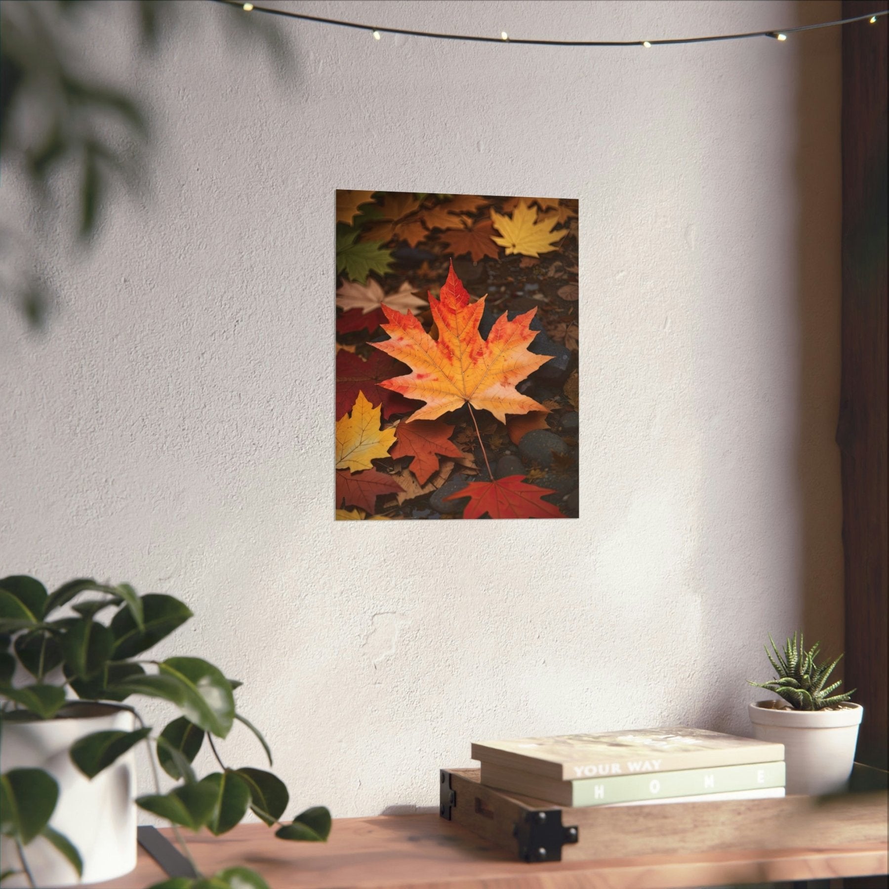 Poster print of leaf in the season of Fall Autumn hung on a wall | Janlyn's Crafts