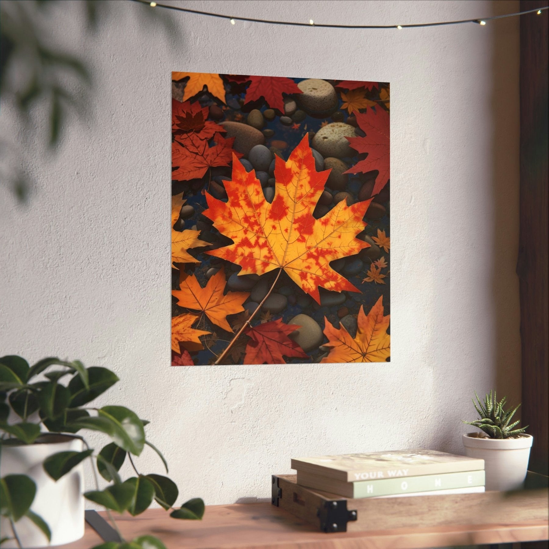 Poster print of a leaf in the season of Fall Autumn hung on a wall | Janlyn's Crafts