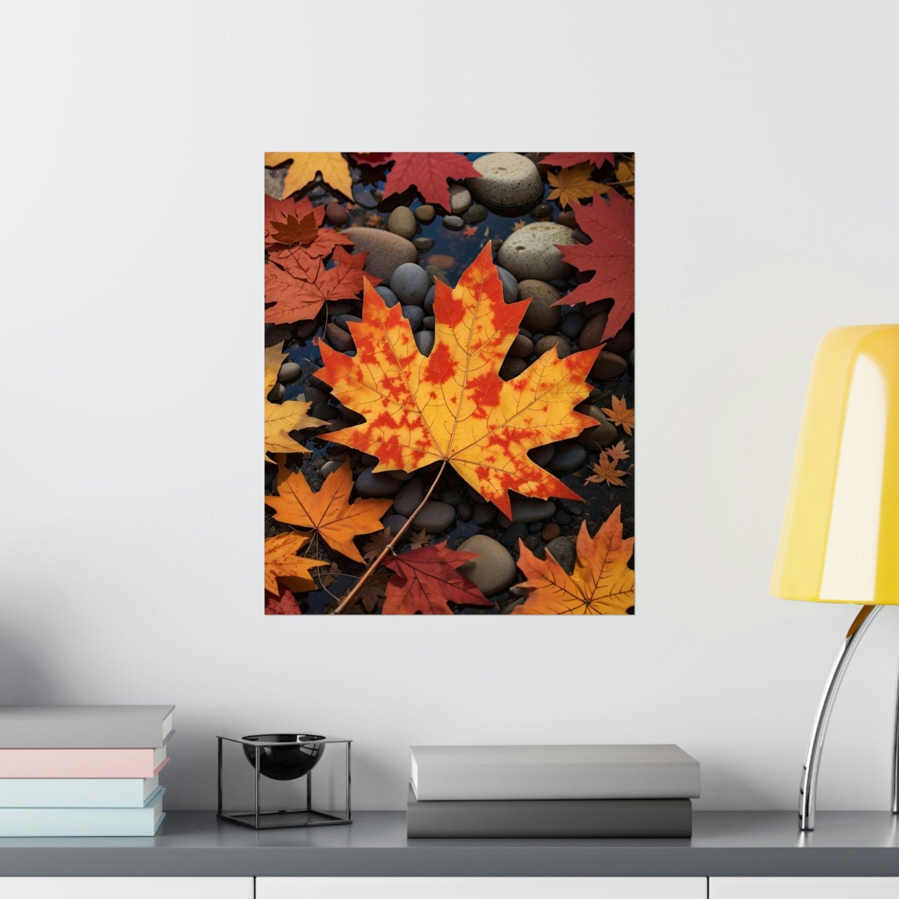 Poster print of a leaf in the season of Fall Autumn hung on a wall | Janlyn's Crafts