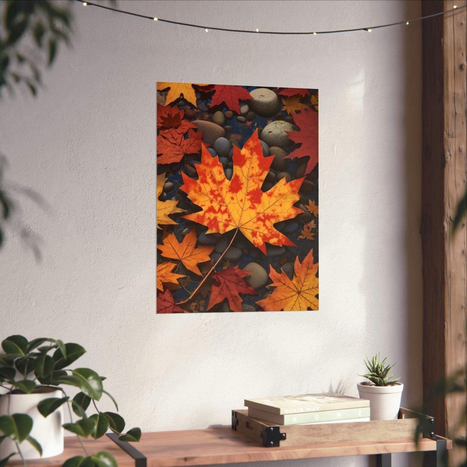 Poster print of a leaf in the season of Fall Autumn hung on a wall | Janlyn's Crafts