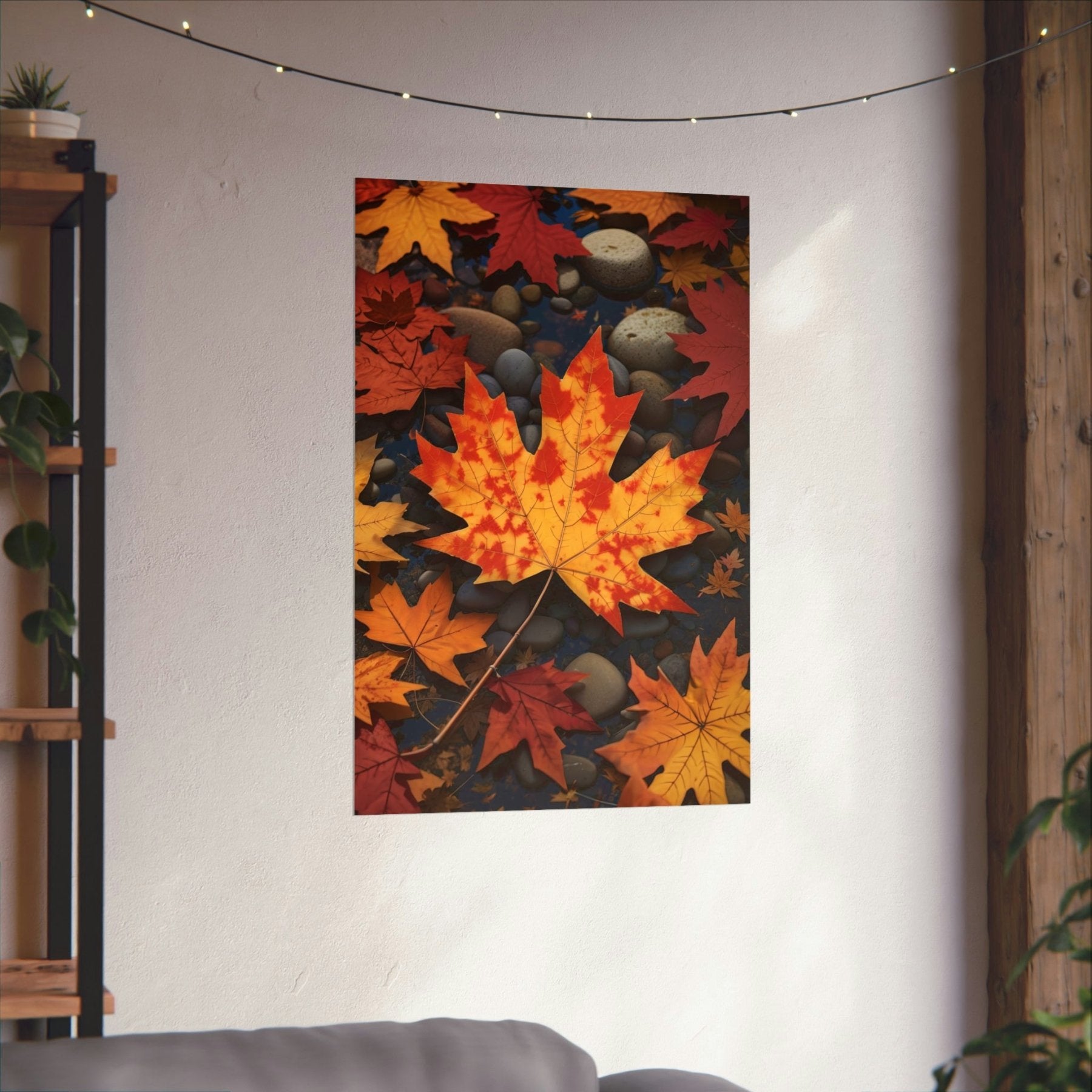 Poster print of a leaf in the season of Fall Autumn hung on a wall | Janlyn's Crafts