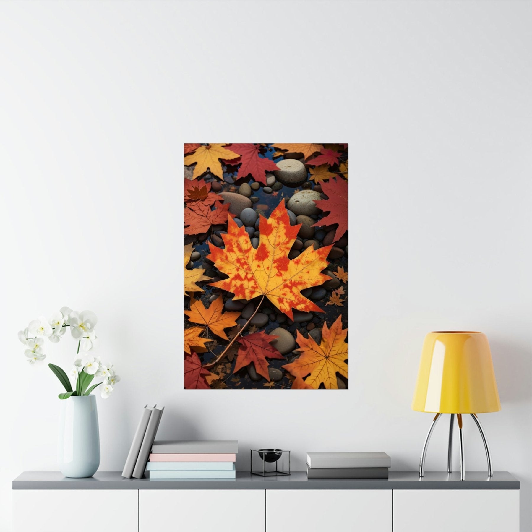 Poster print of a leaf in the season of Fall Autumn hung on a wall | Janlyn's Crafts